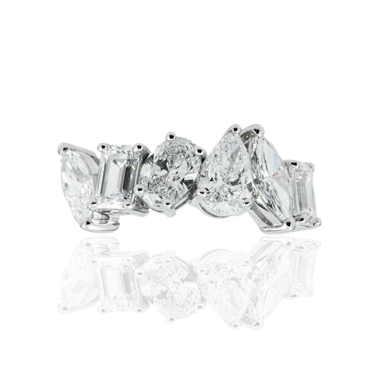 14K White Gold Multi Cut Diamond Halfway Eternity Ring 4.18ct