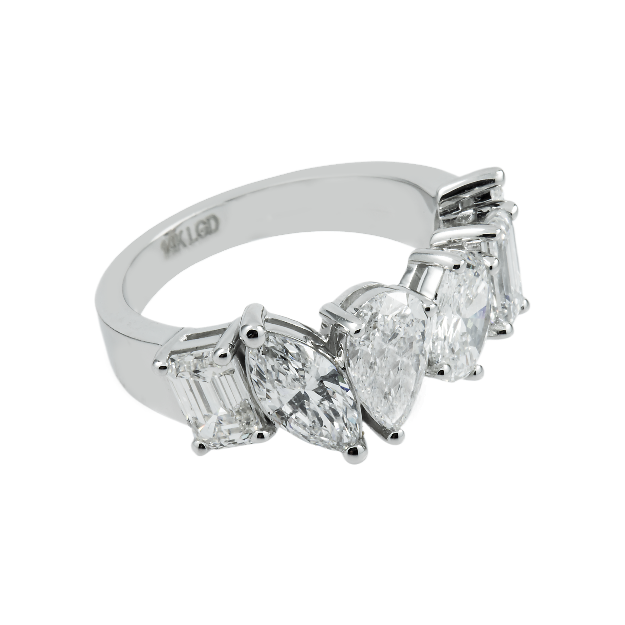 14K White Gold Multi Cut Diamond Halfway Eternity Ring 4.18ct
