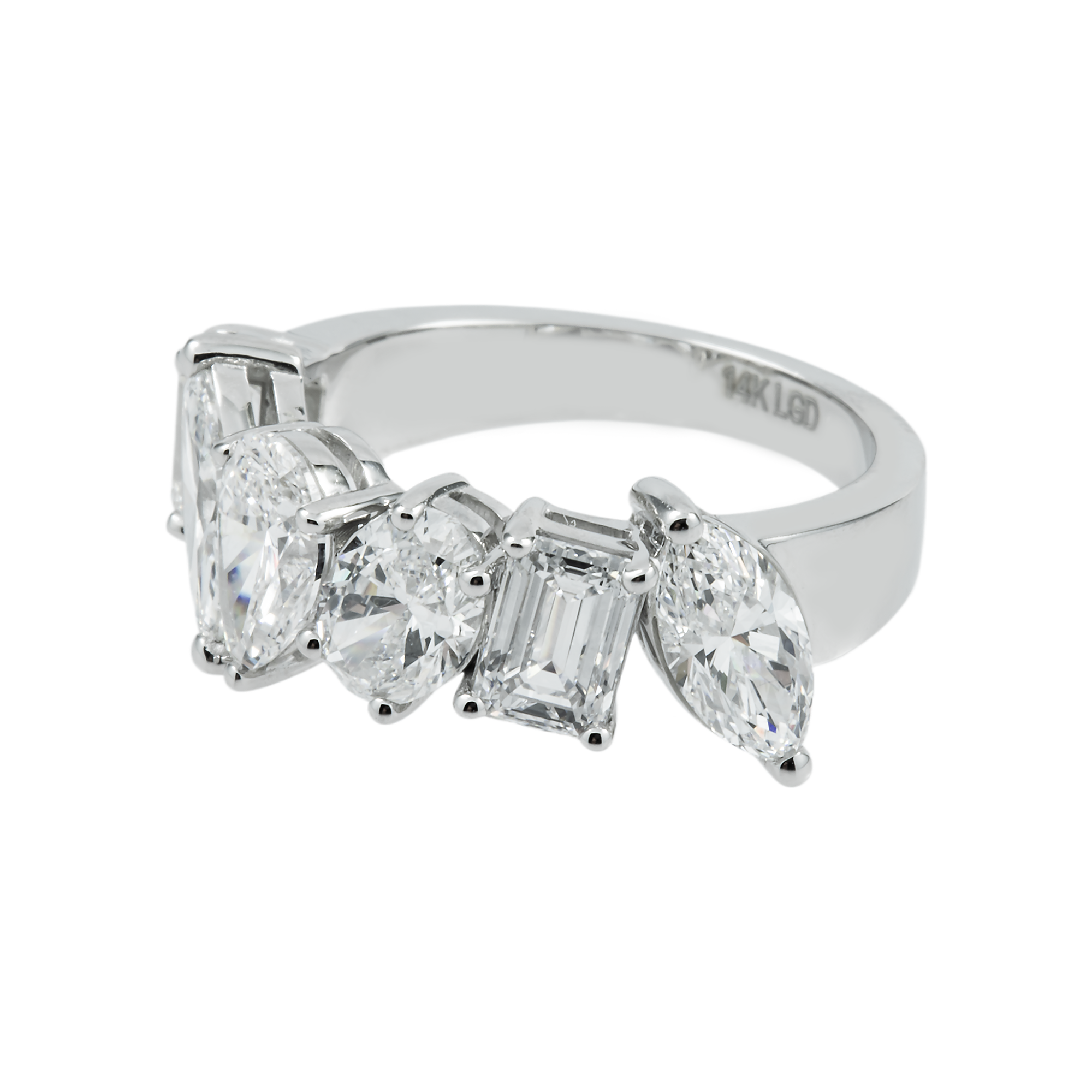 14K White Gold Multi Cut Diamond Halfway Eternity Ring 4.18ct