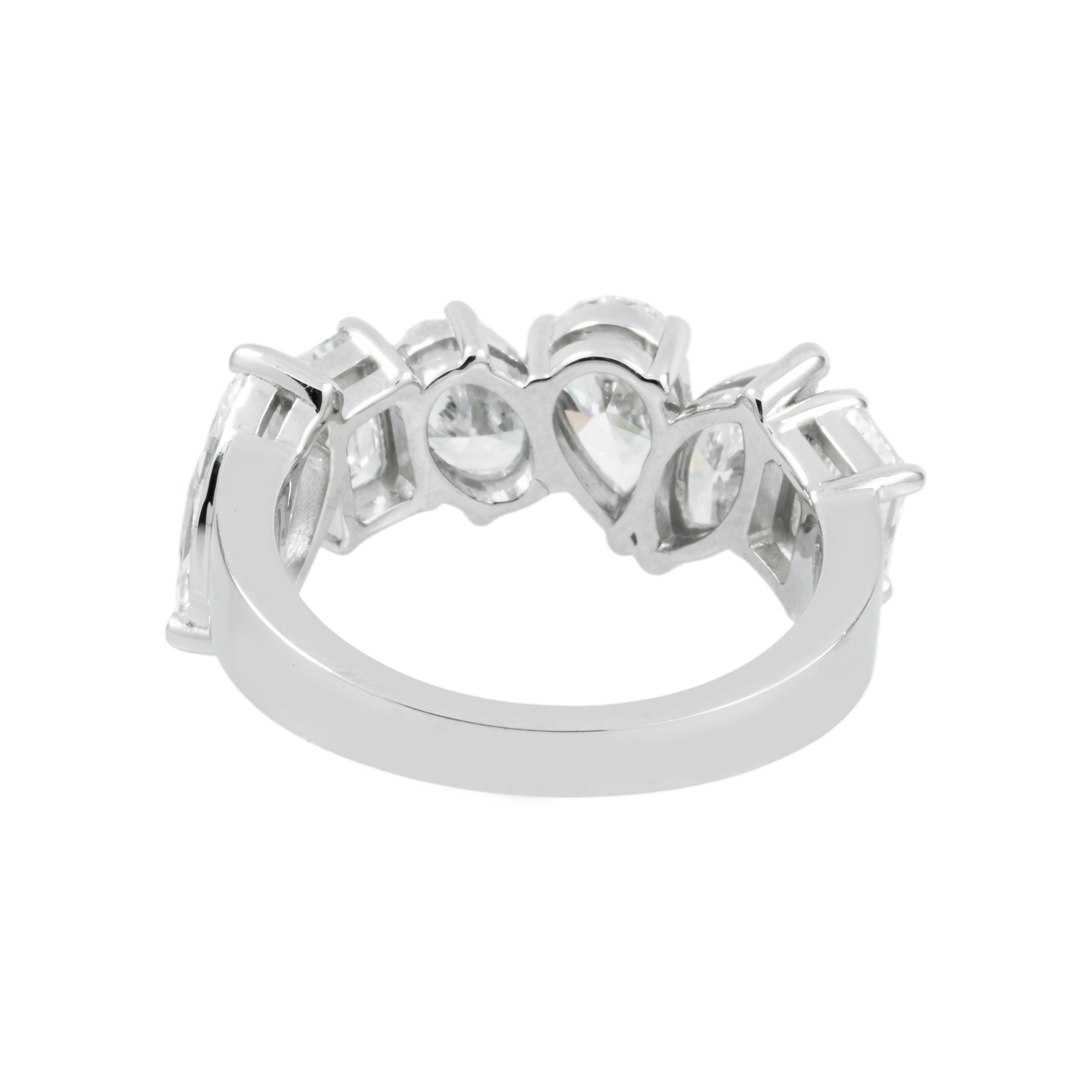 14K White Gold Multi Cut Diamond Halfway Eternity Ring 4.18ct