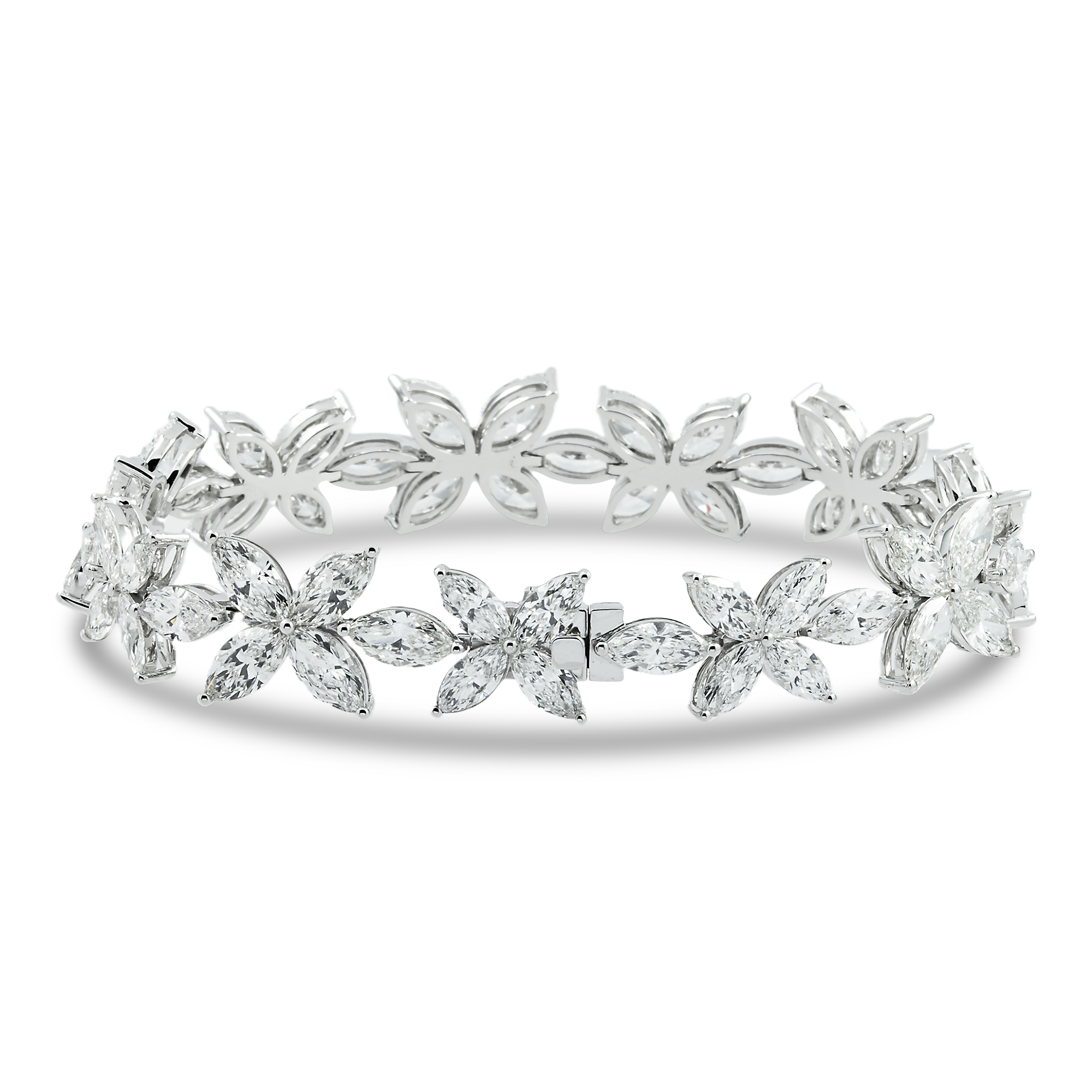 14K White Gold Marquise Cut Diamond Bracelet 25.85ct