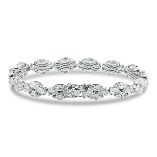 14K White Gold Marquise & Pear Cut Diamond Bracelet 15.13ct