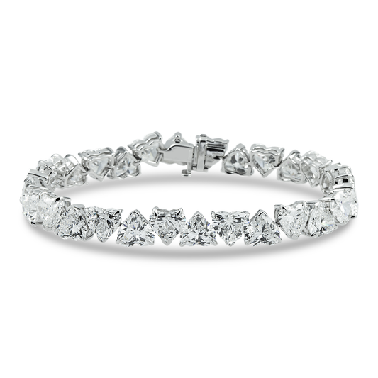 14K White Gold Heart Diamond Bracelet 28.72ct