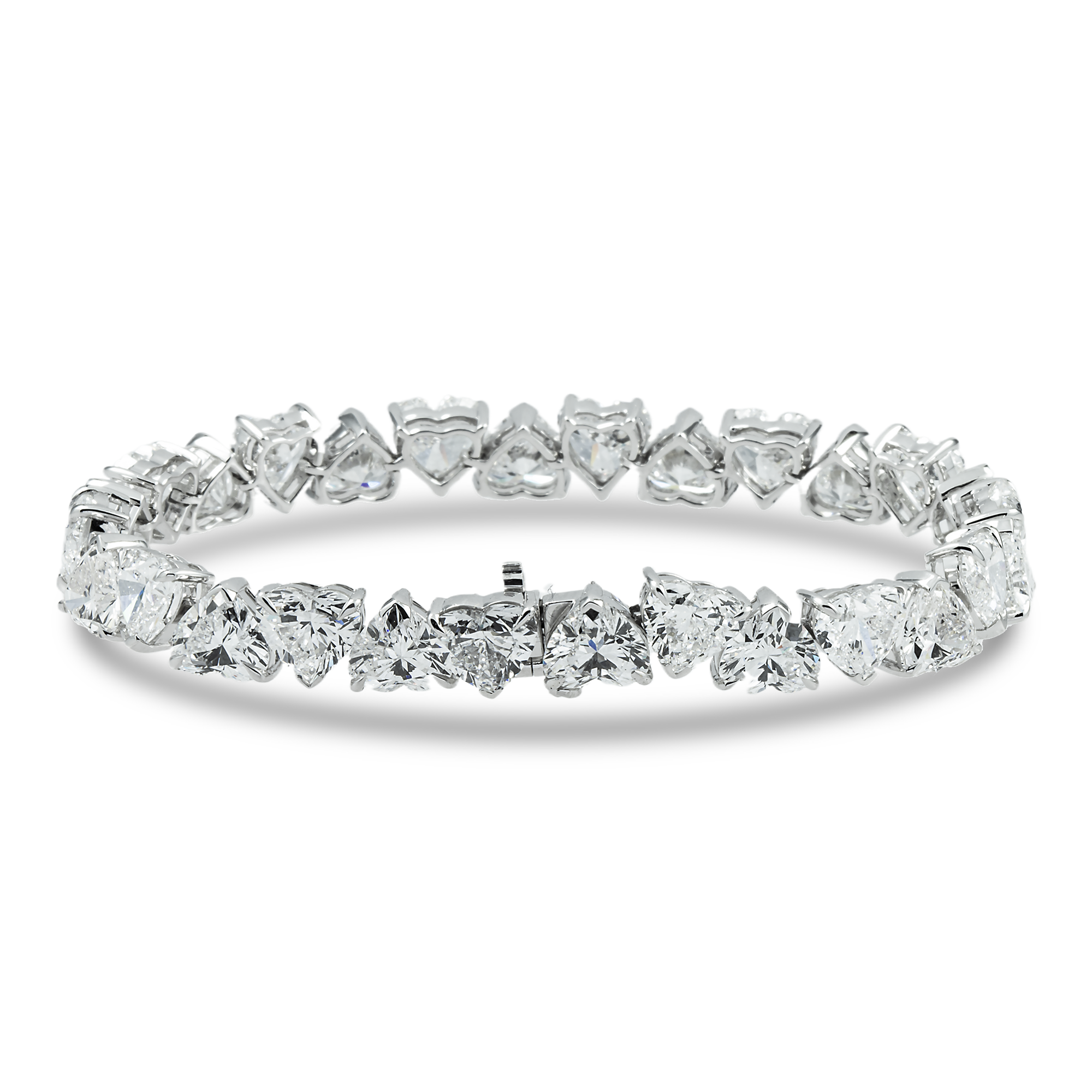 14K White Gold Heart Diamond Bracelet 28.72ct