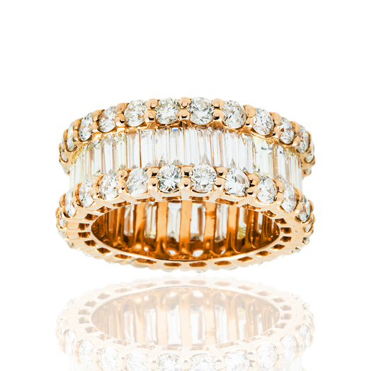 14K Rose Gold Round & Baguette Diamond Eternity Ring 6.34ct (size 6-9)