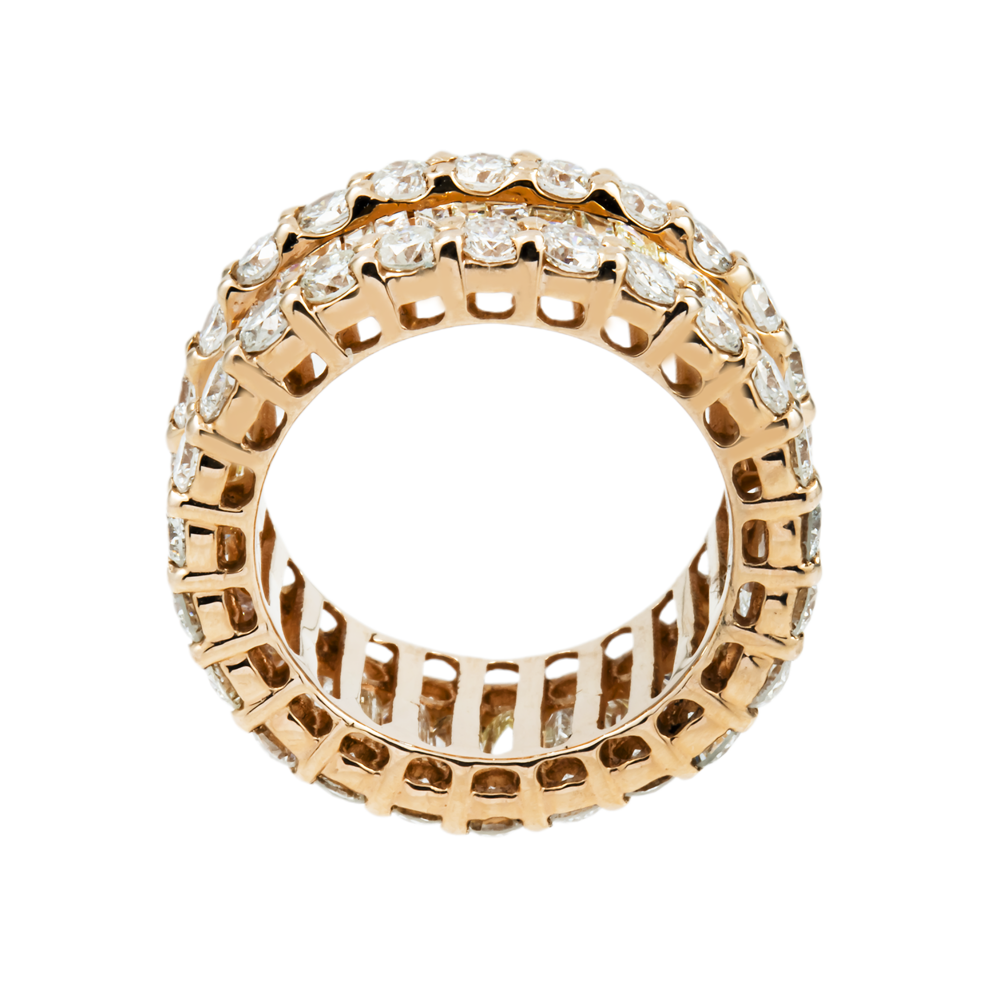 14K Rose Gold Round & Baguette Diamond Eternity Ring 6.34ct (size 6-9)