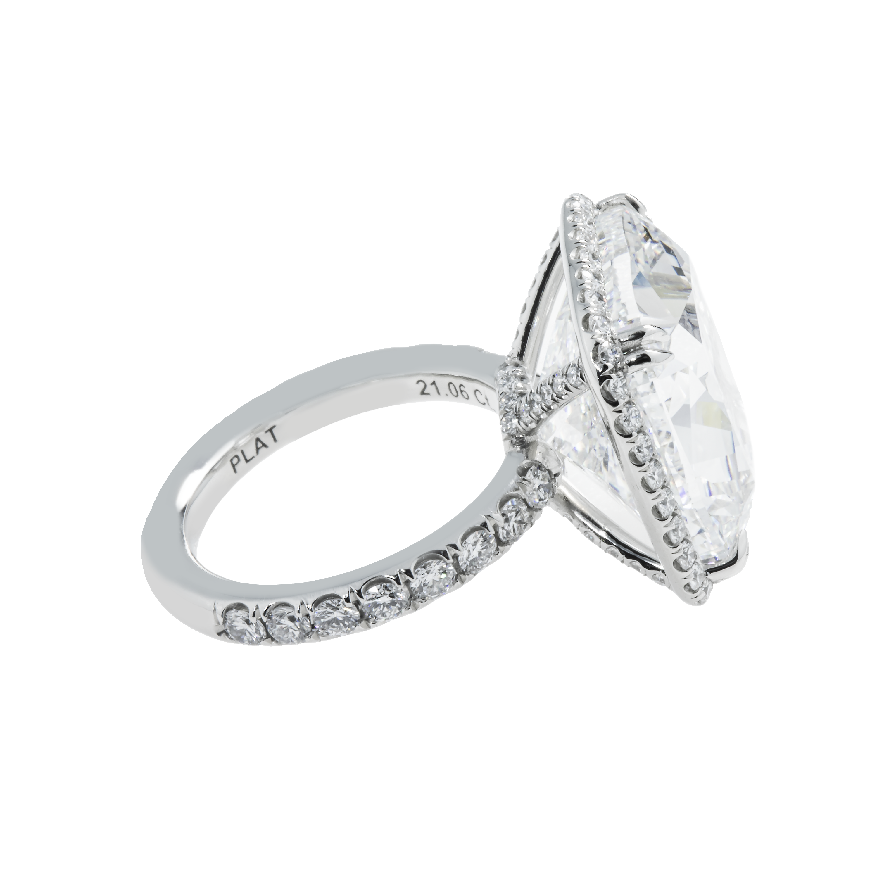 Gia Platinum 21.06Ct Cushion Cut Diamond Engagement Ring 22.46Ctw Bridal