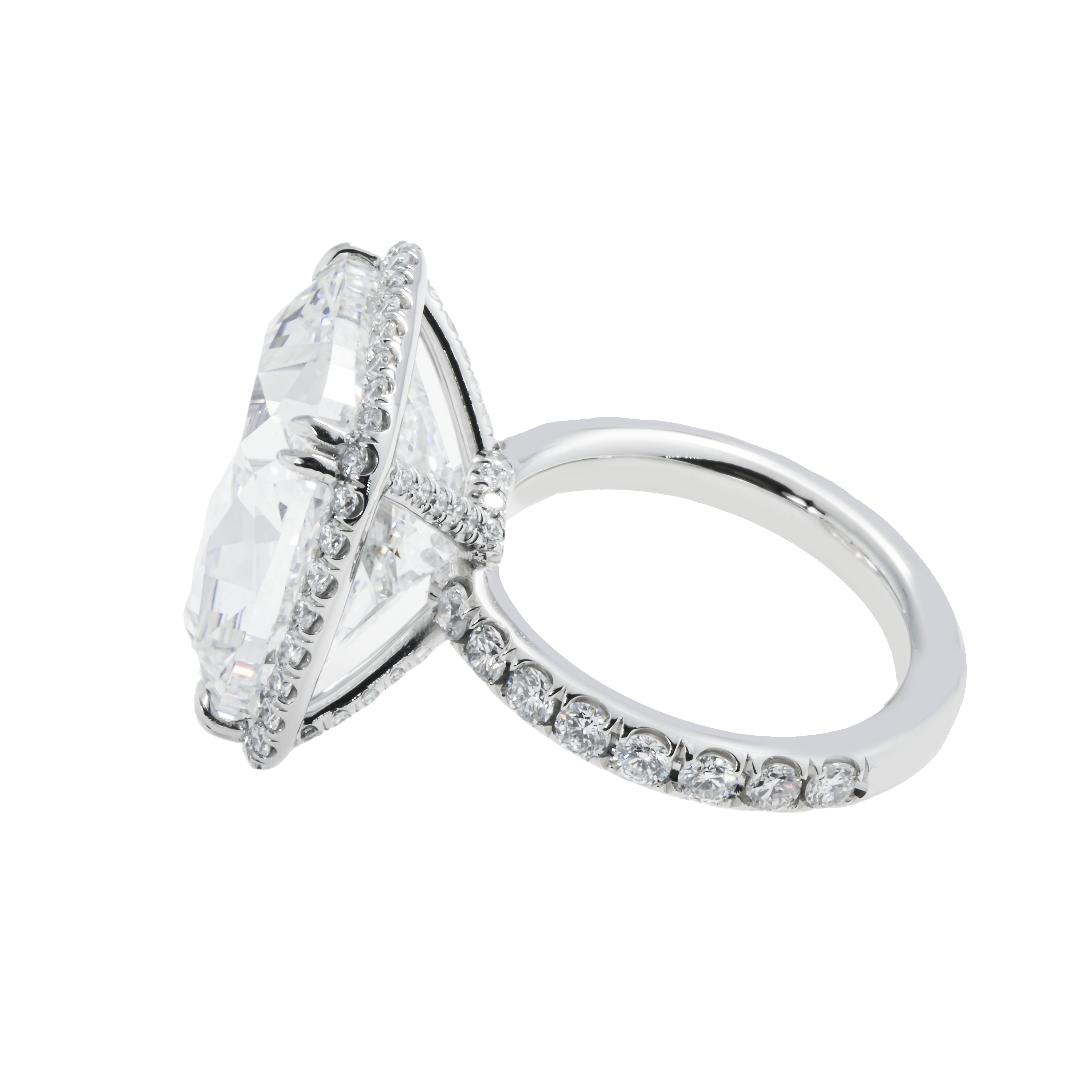 Gia Platinum 21.06Ct Cushion Cut Diamond Engagement Ring 22.46Ctw Bridal
