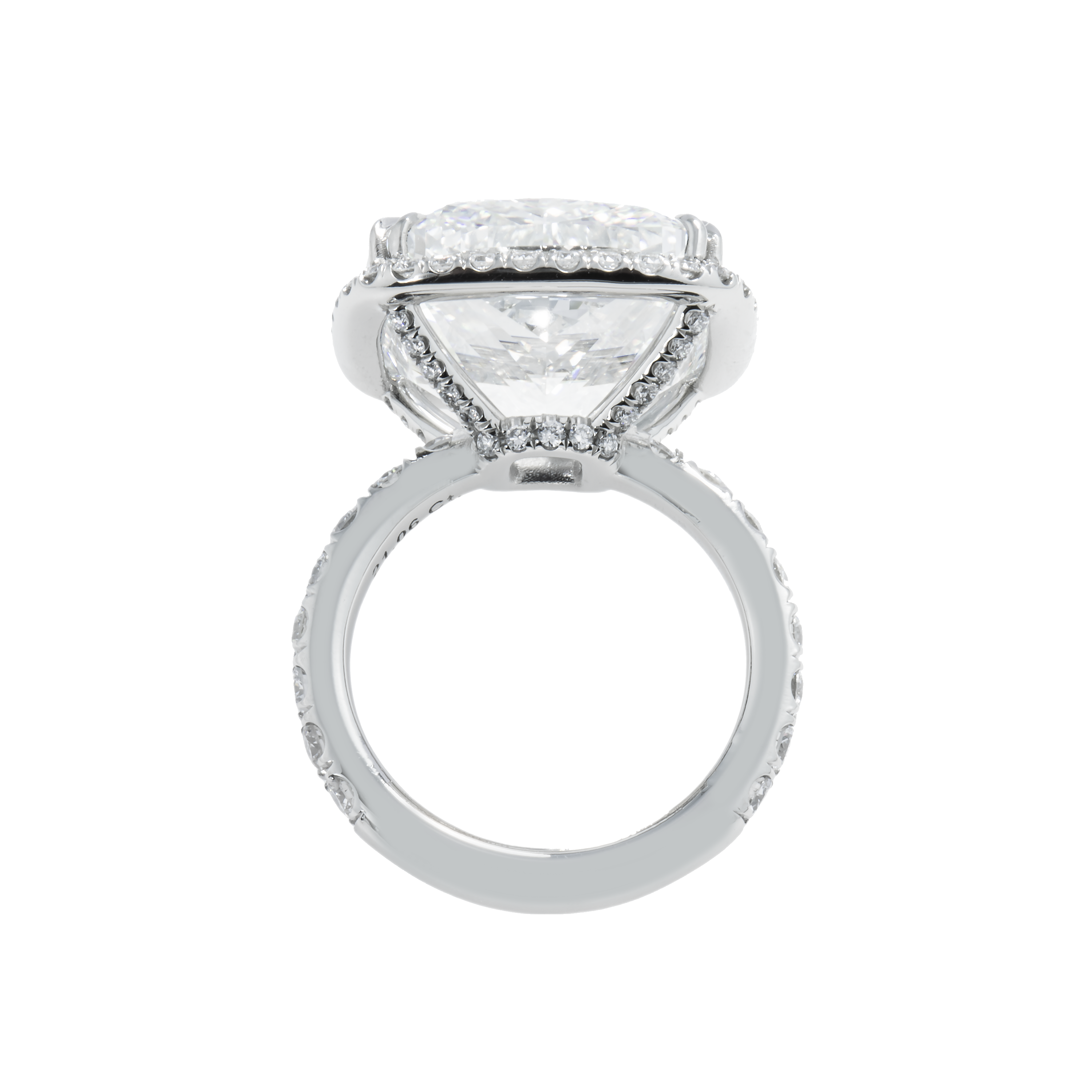 Gia Platinum 21.06Ct Cushion Cut Diamond Engagement Ring 22.46Ctw Bridal
