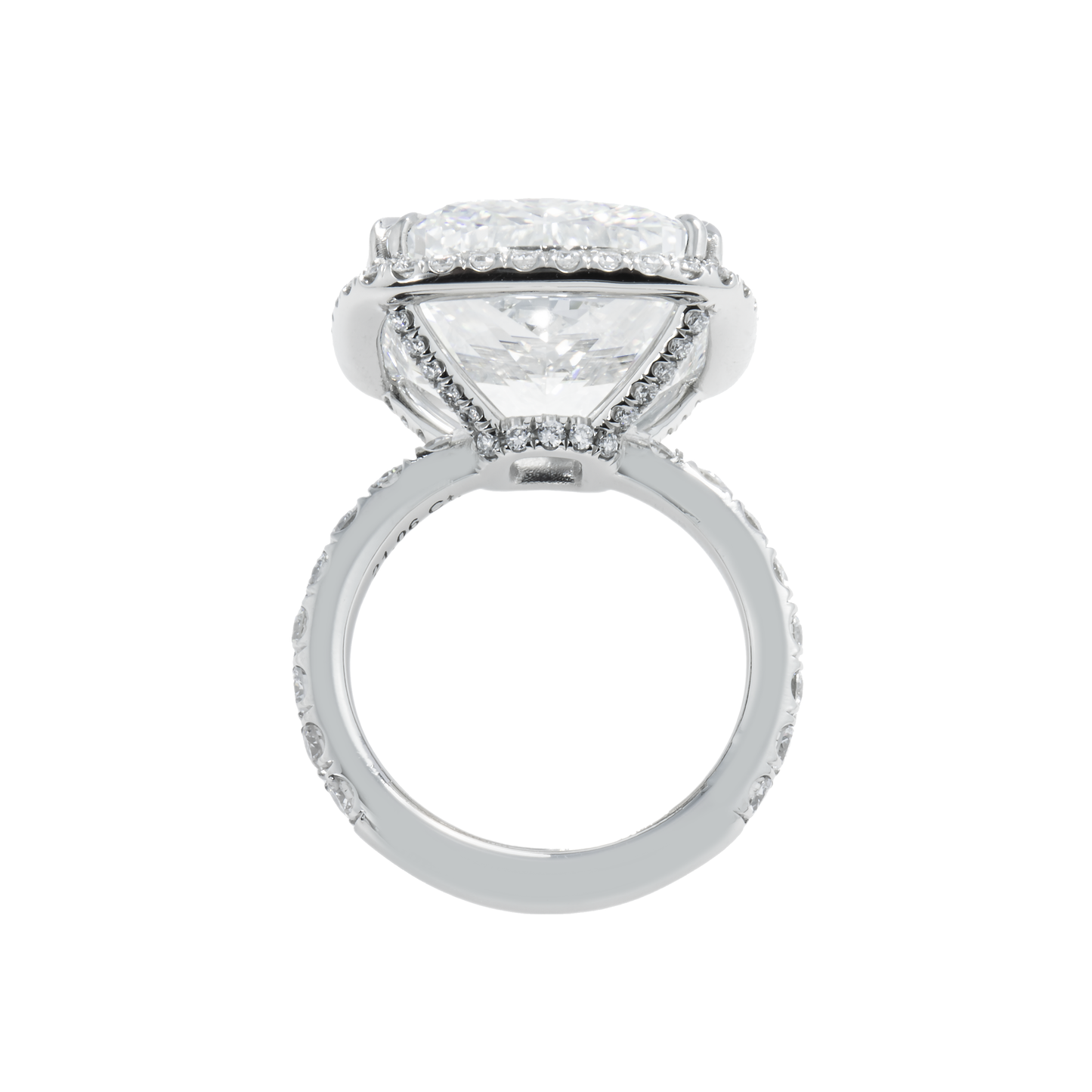 GIA Platinum 21.06ct Cushion Cut Diamond Engagement Ring 22.46ctw