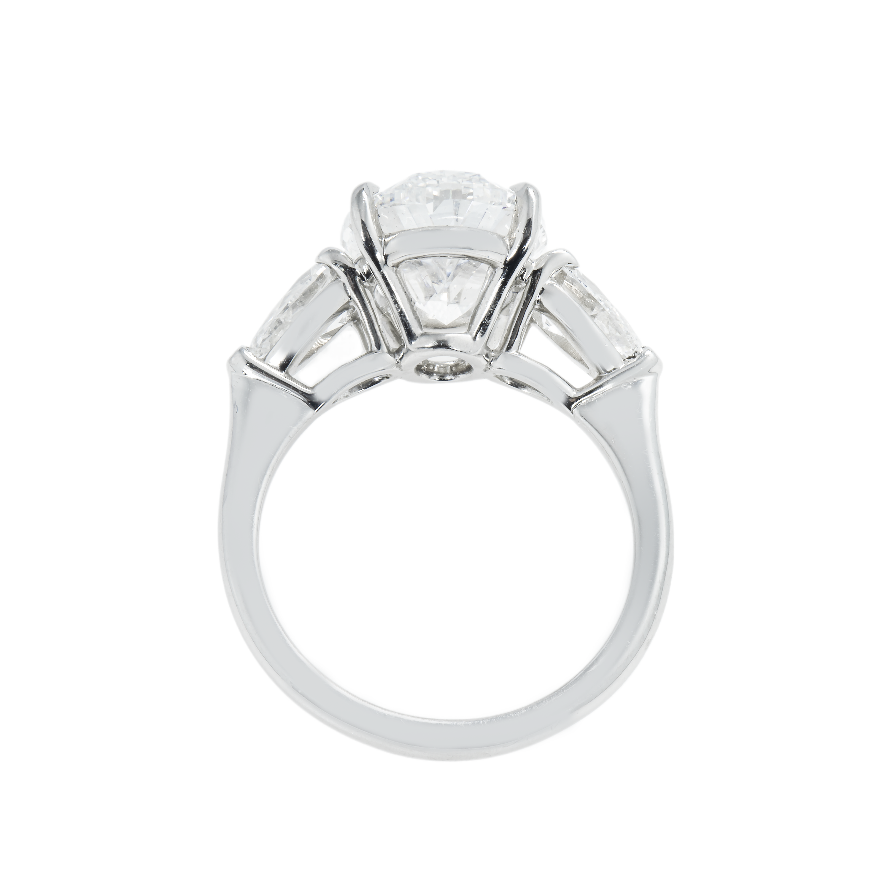 Gia Platinum 5.02Ct Oval & Pear Cut Triple Diamond Engagement Ring 6.02Ctw Bridal
