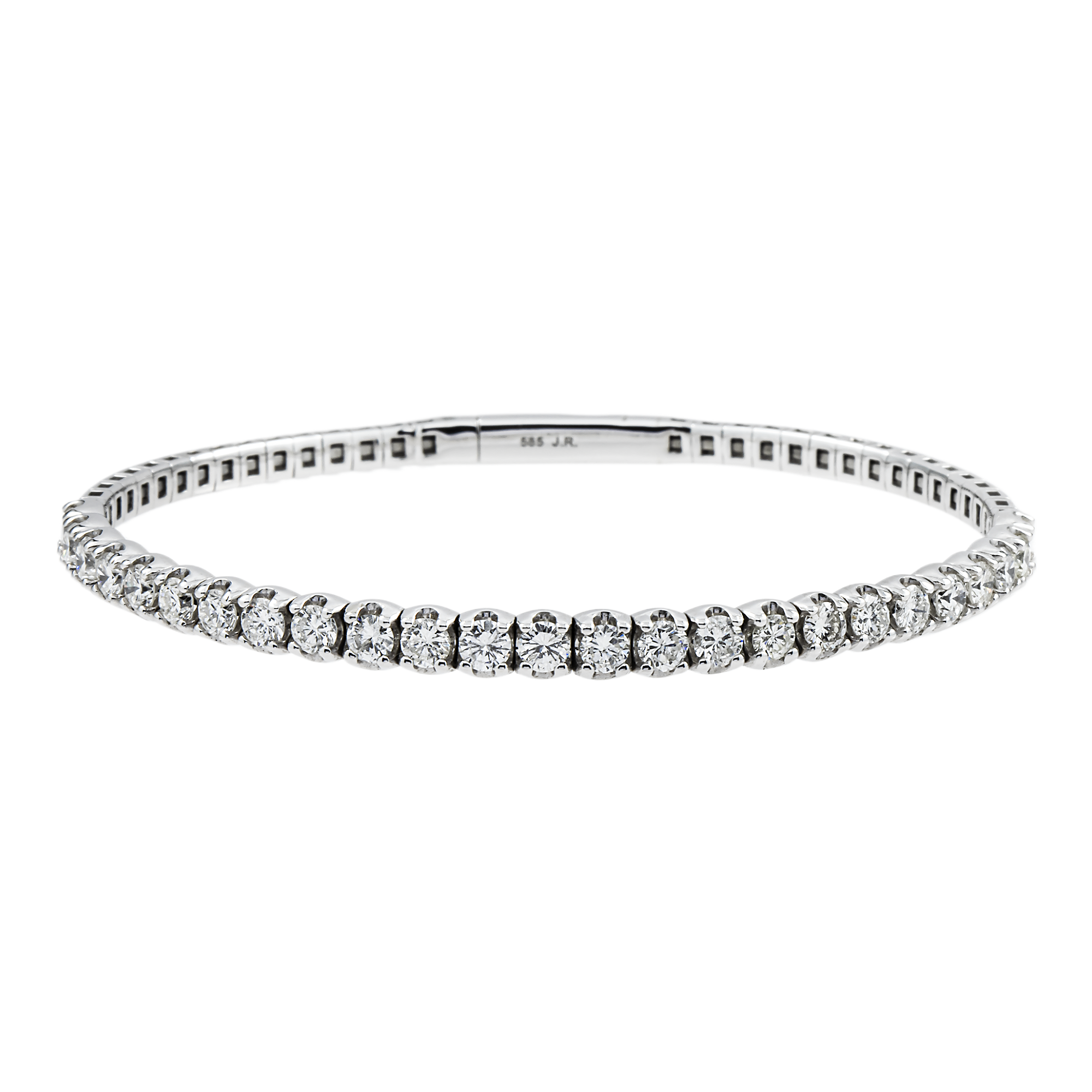 14K White Gold Round Diamond Bangle Bracelet 10.40ct