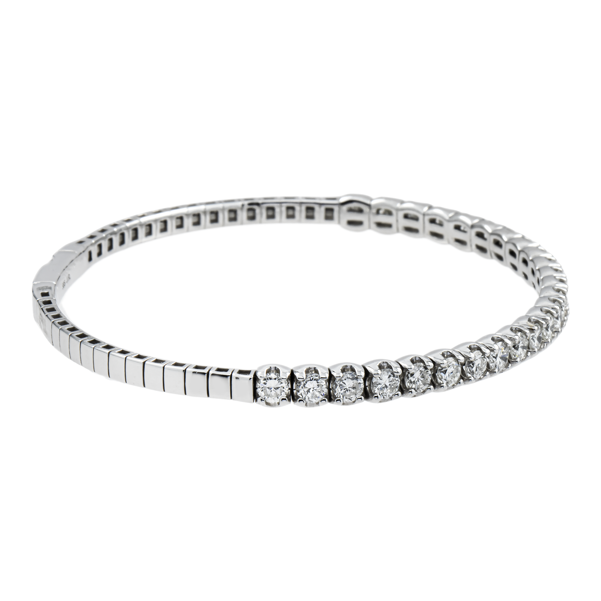 14K White Gold Round Diamond Bangle Bracelet 10.40ct