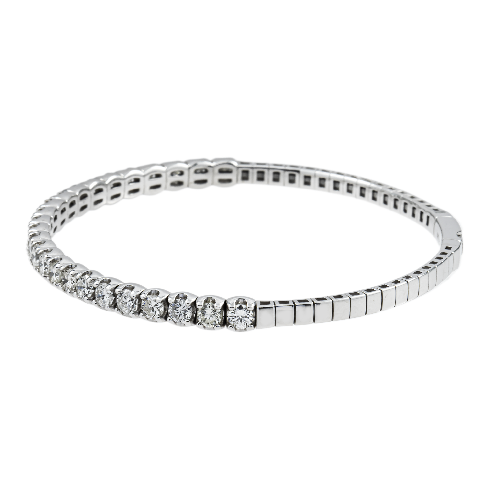 14K White Gold Round Diamond Bangle Bracelet 10.40ct