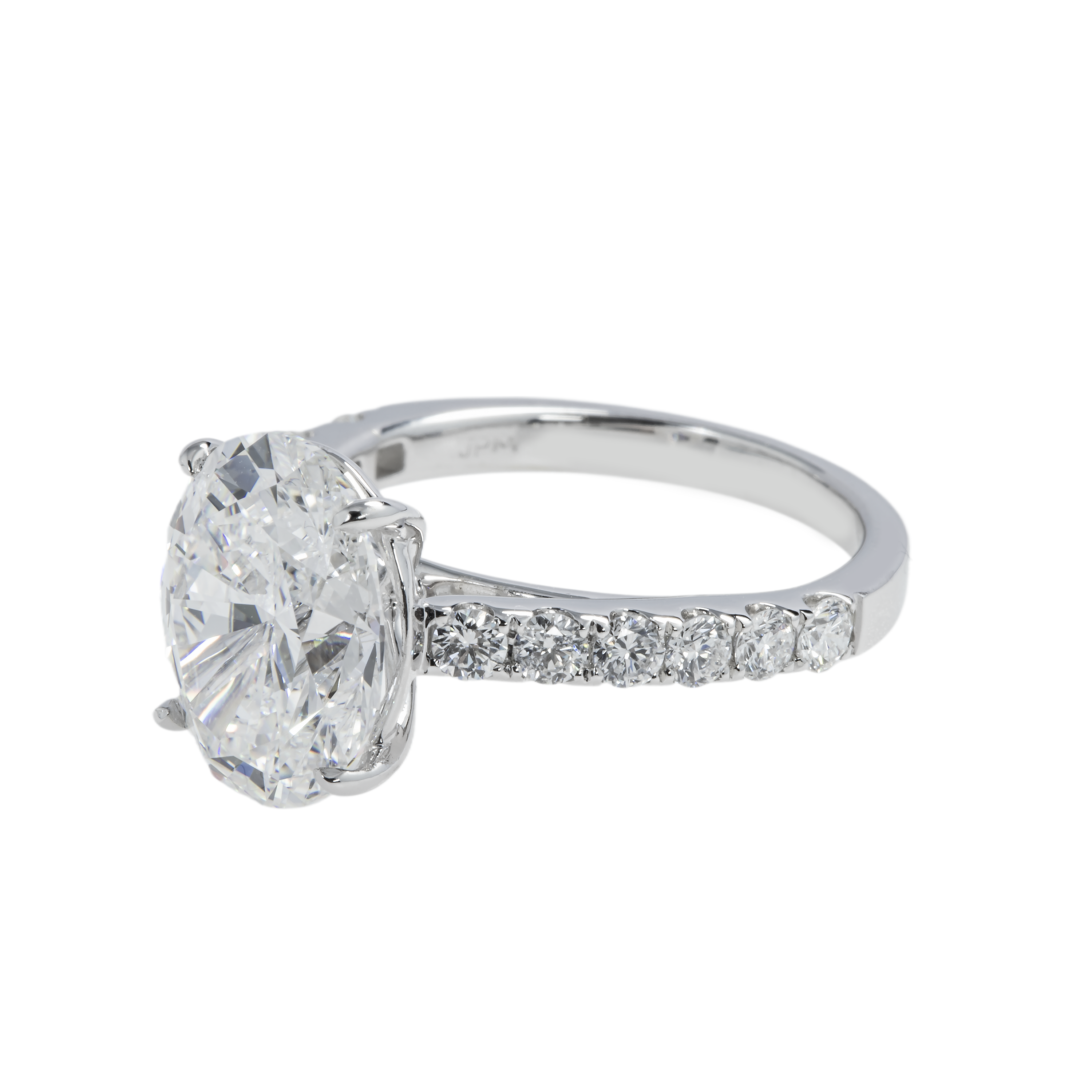 Gia 18K White Gold 4.49Ct Oval Cut Diamond Engagement Ring 5.15Ctw Bridal