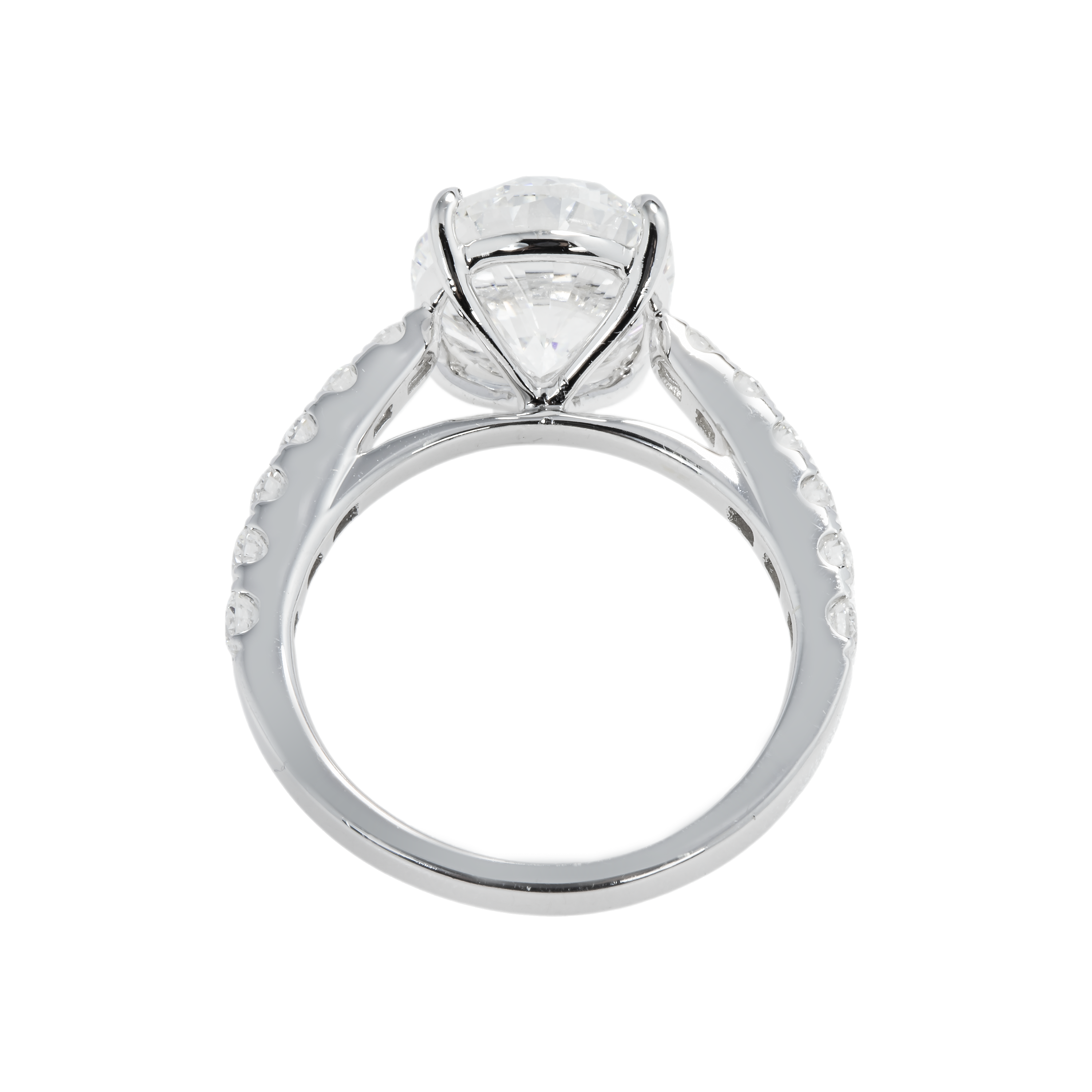 Gia 18K White Gold 4.49Ct Oval Cut Diamond Engagement Ring 5.15Ctw Bridal