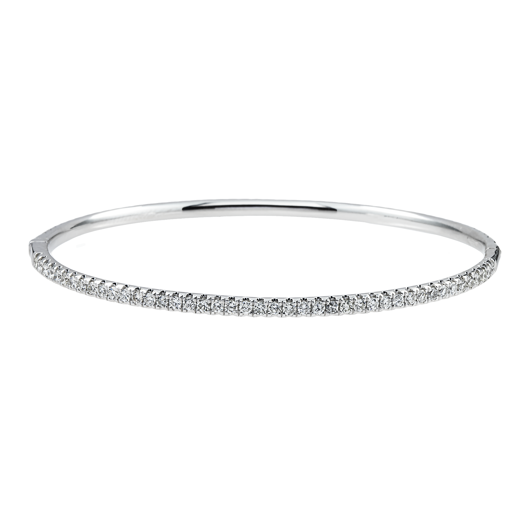 14K White Gold Round Diamond Bangle Bracelet 2.15ct
