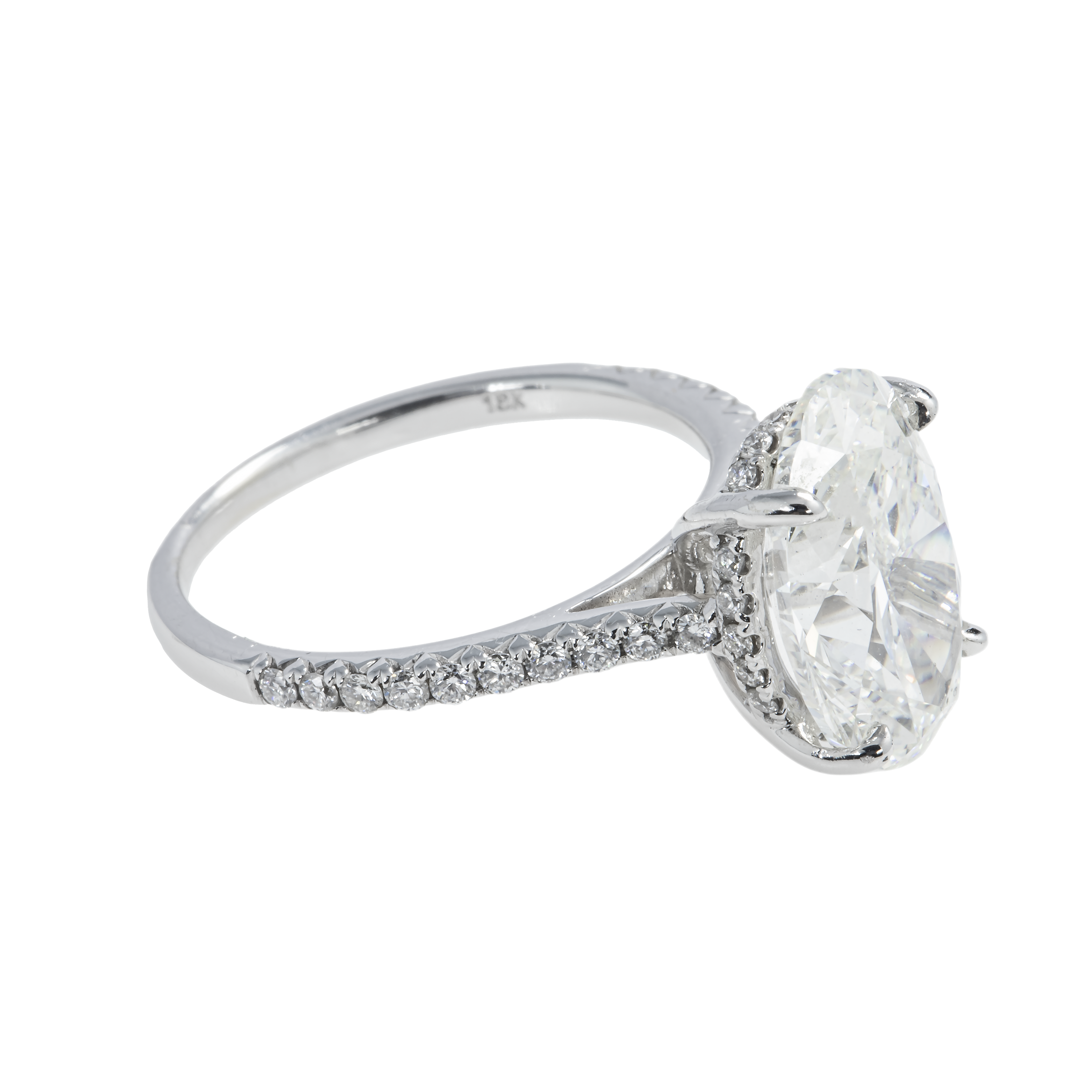 Gia 18K White Gold 5Ct Oval Cut Diamond Engagement Ring 5.42Ctw Bridal