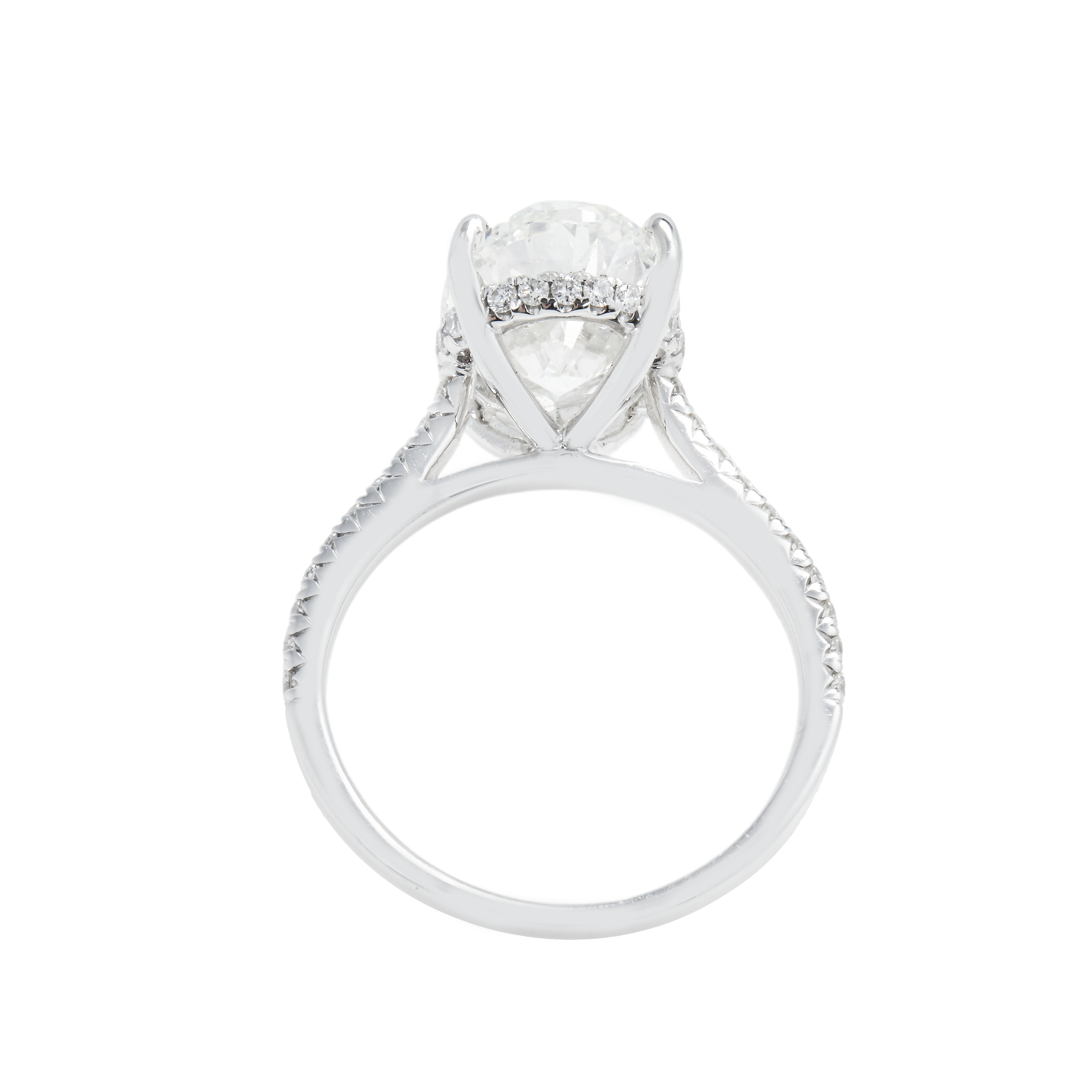 Gia 18K White Gold 5Ct Oval Cut Diamond Engagement Ring 5.42Ctw Bridal