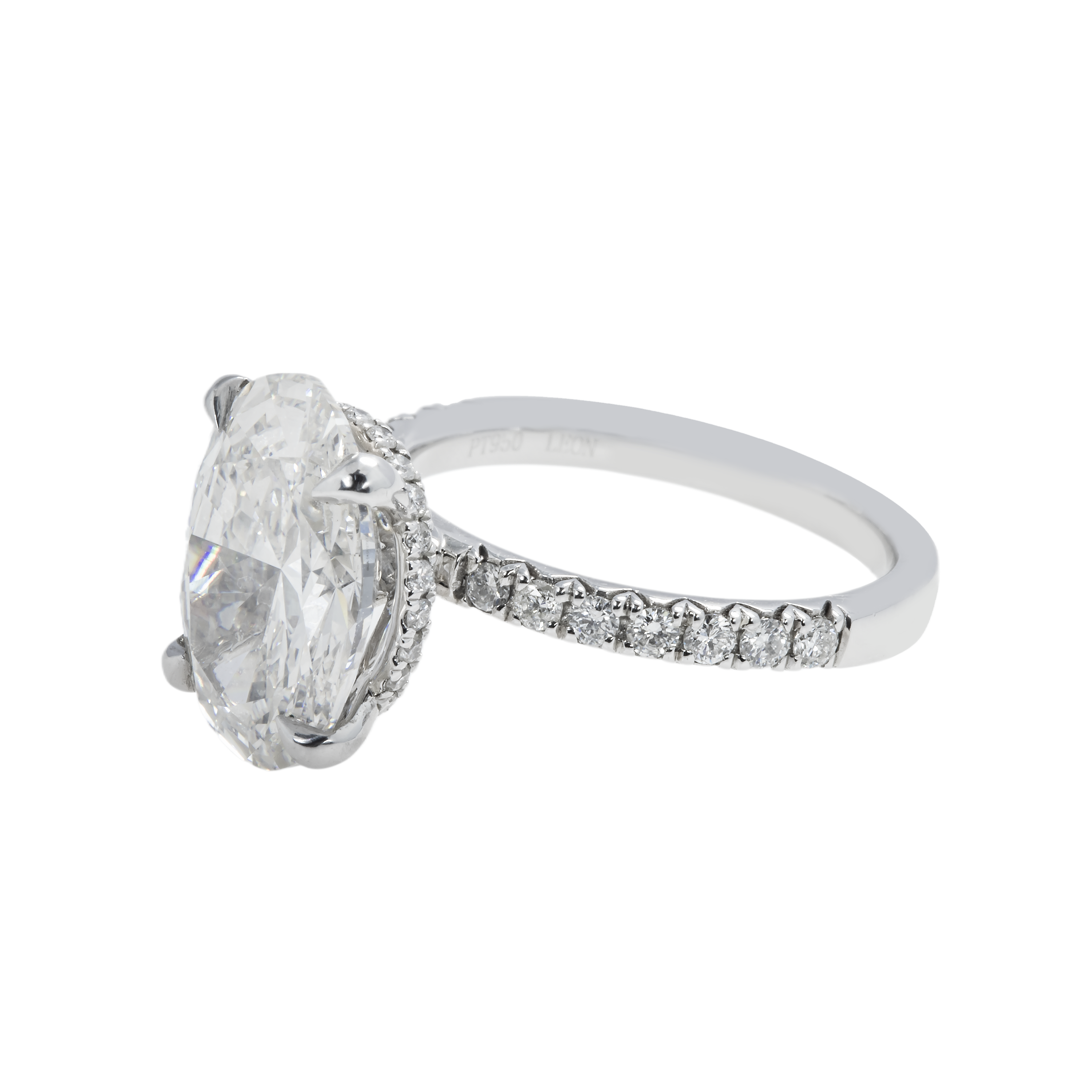 Gia Platinum 5.10Ct Oval Cut Diamond Engagement Ring 5.50Ctw Bridal