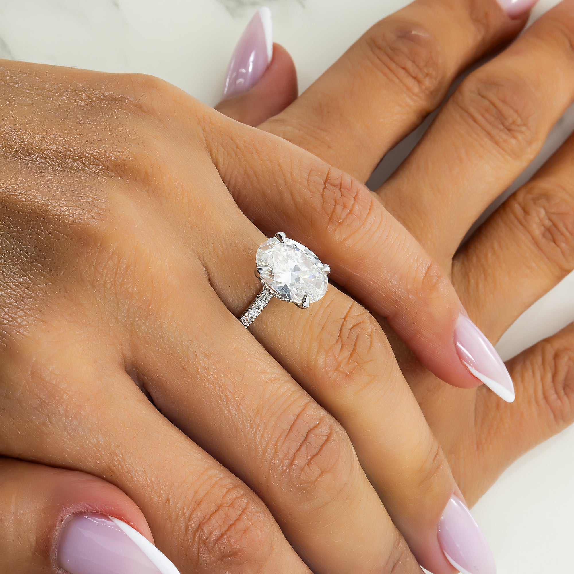 Gia Platinum 5.10Ct Oval Cut Diamond Engagement Ring 5.50Ctw Bridal