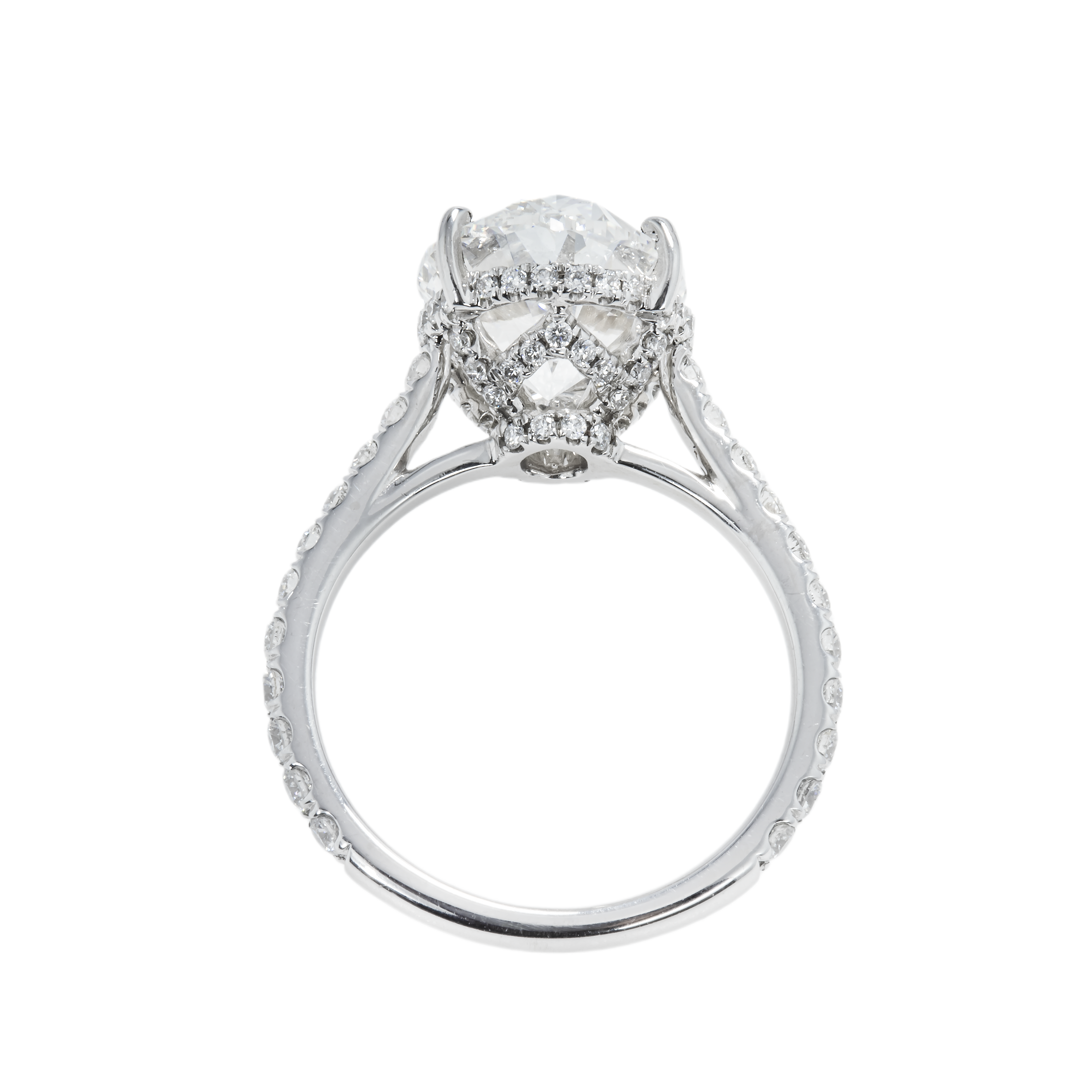 Gia 18K White Gold 5.02Ct Oval Cut Diamond Engagement Ring 5.77Ctw Bridal