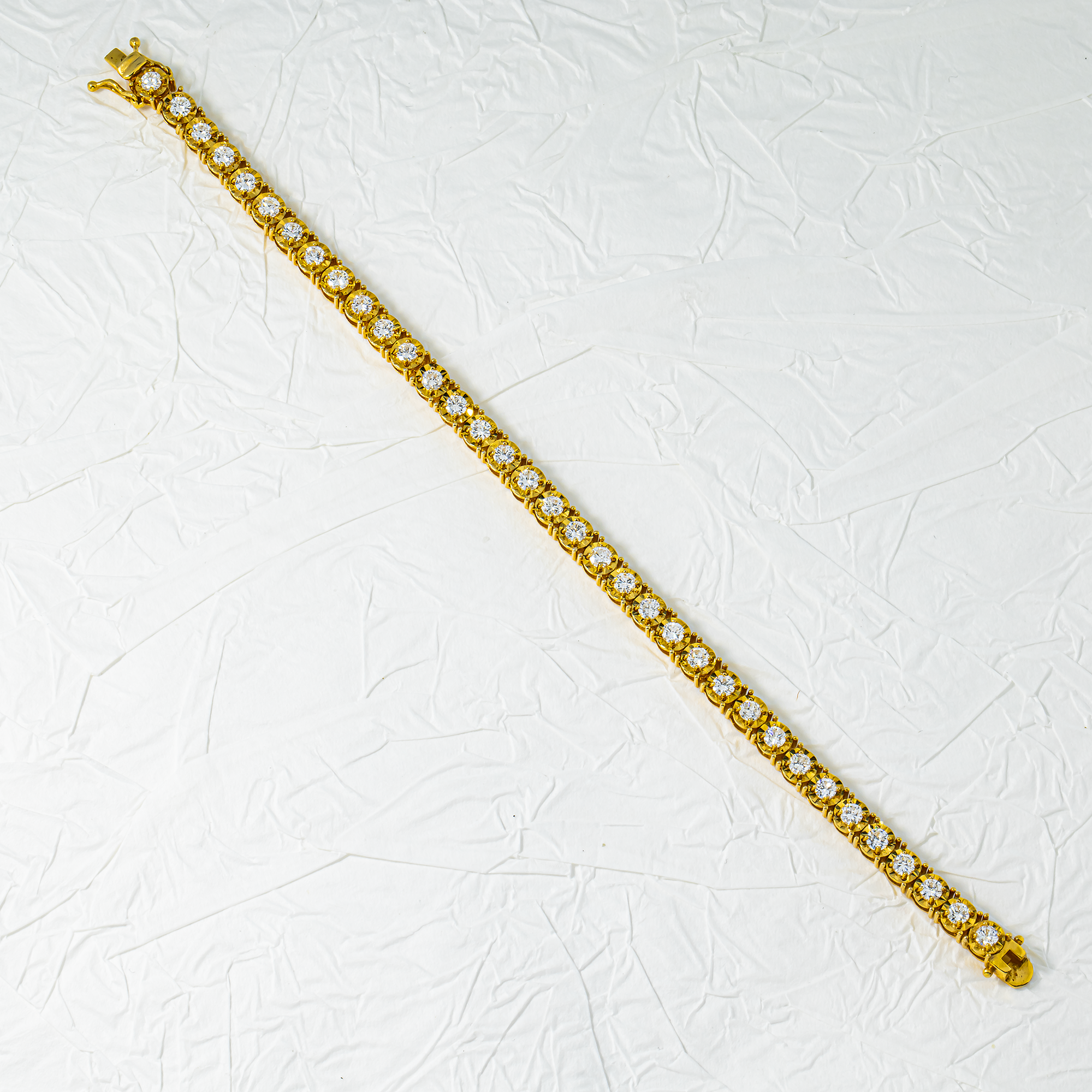 14K Yellow Gold Round Diamond Tennis Bracelet 4.10ct