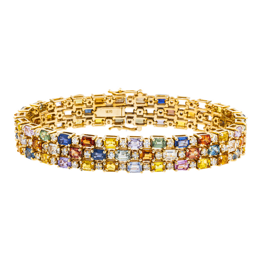 14K Yellow Gold Aurora Gemstone & Diamond Bracelet
