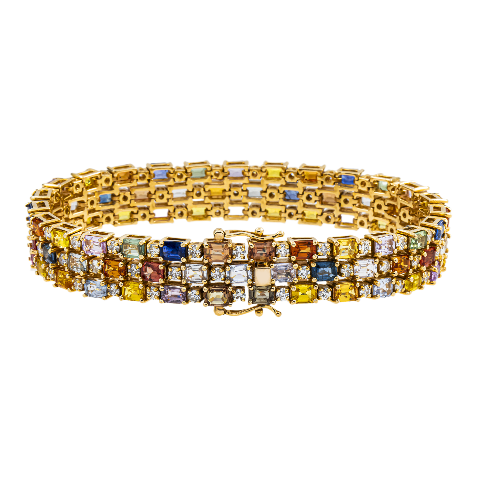 14K Yellow Gold Aura Gemstone & Diamond Bracelet 23.88ctw
