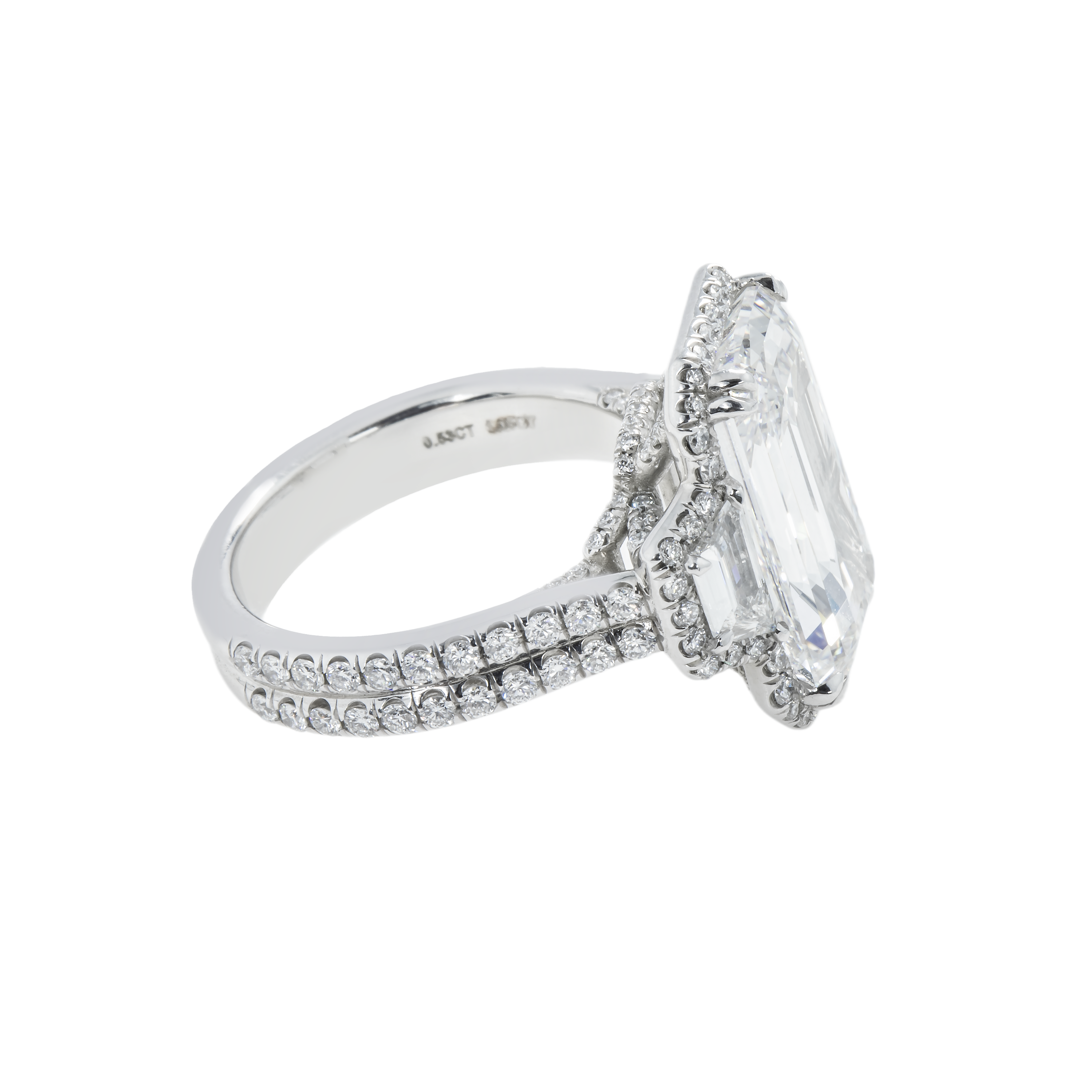 Gia Platinum 7Ct Portrait Emerald Cut Diamond Engagement Ring 8.58Ctw Bridal