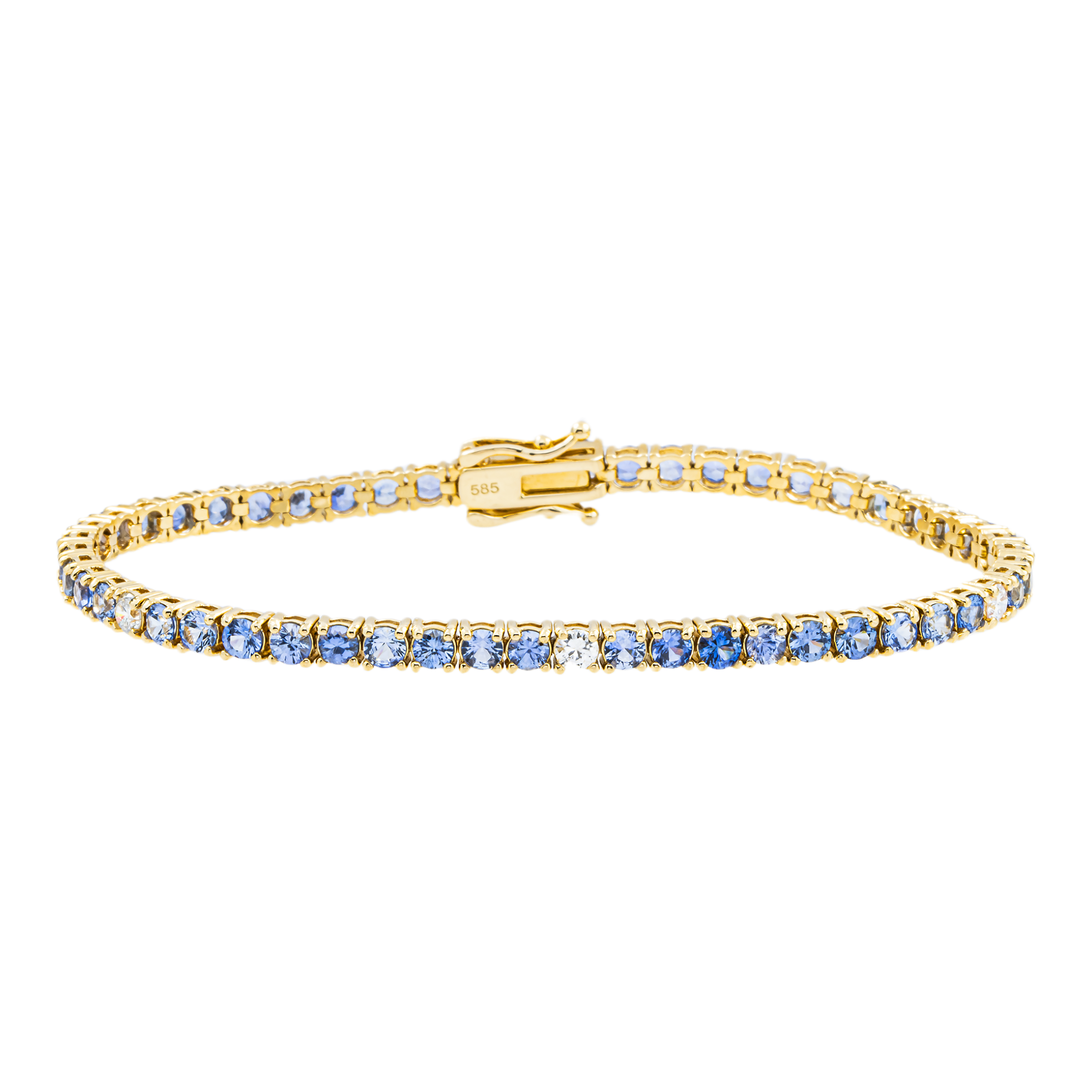 14K Yellow Gold Round Ceylon & Diamond Tennis Bracelet 6.47ctw