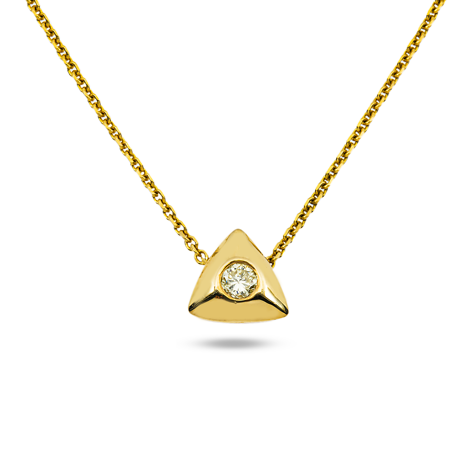 14K Yellow Gold Round Diamond Pendant & Chain Necklace 0.28ct