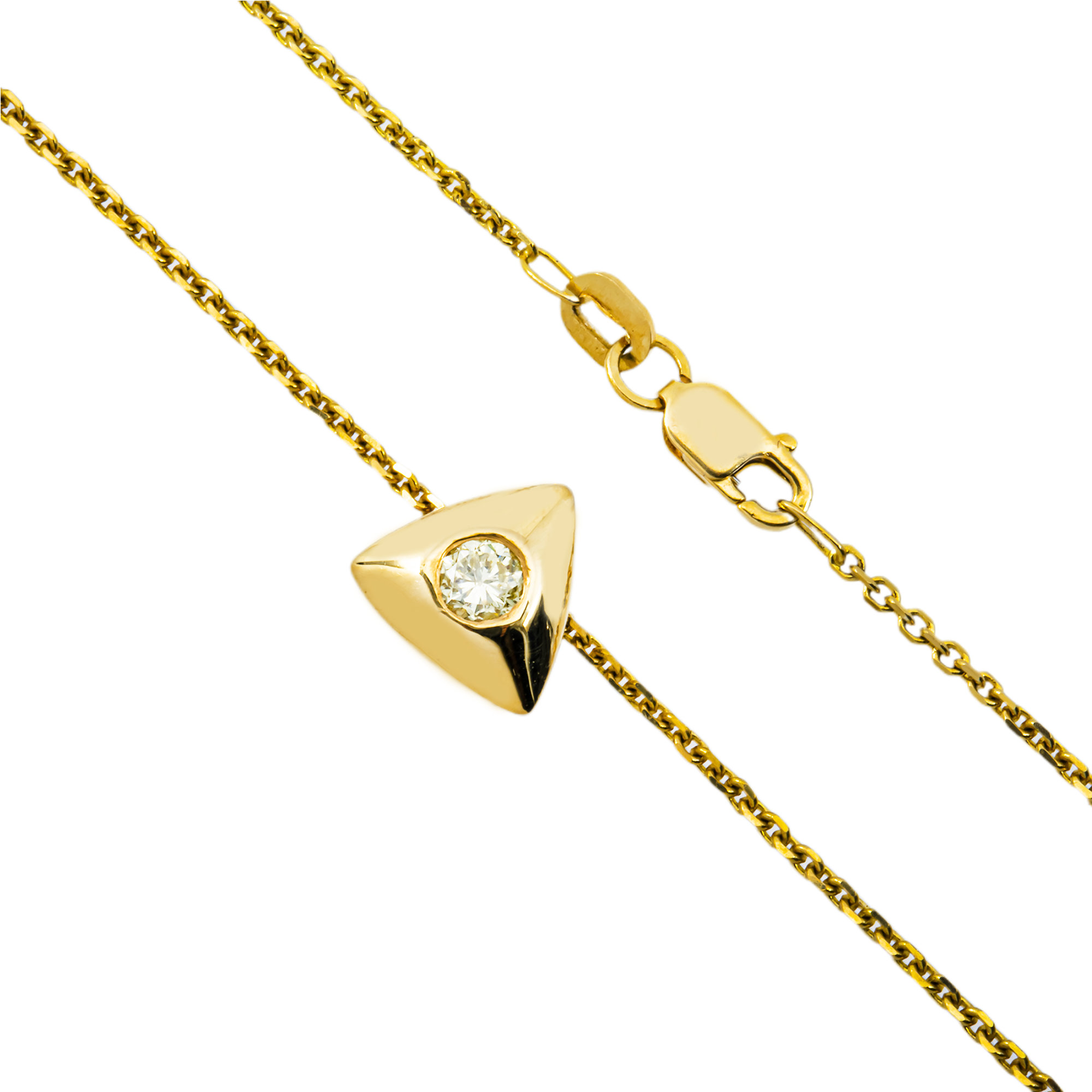 14K Yellow Gold Round Diamond Pendant & Chain Necklace 0.28ct