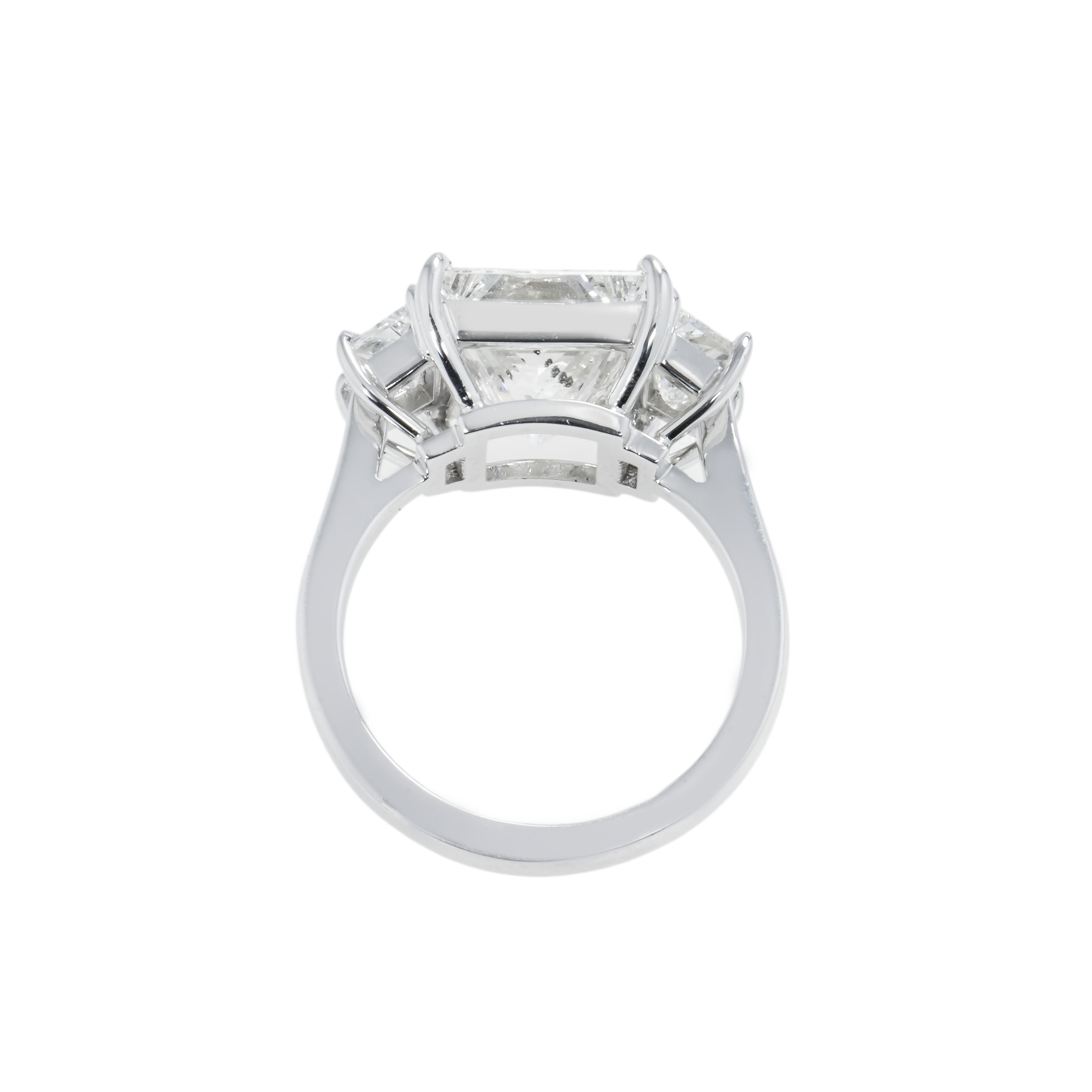 Gia Platinum 5.07Ct Princess Cut Triple Diamond Engagement Ring 6.40Ctw Bridal