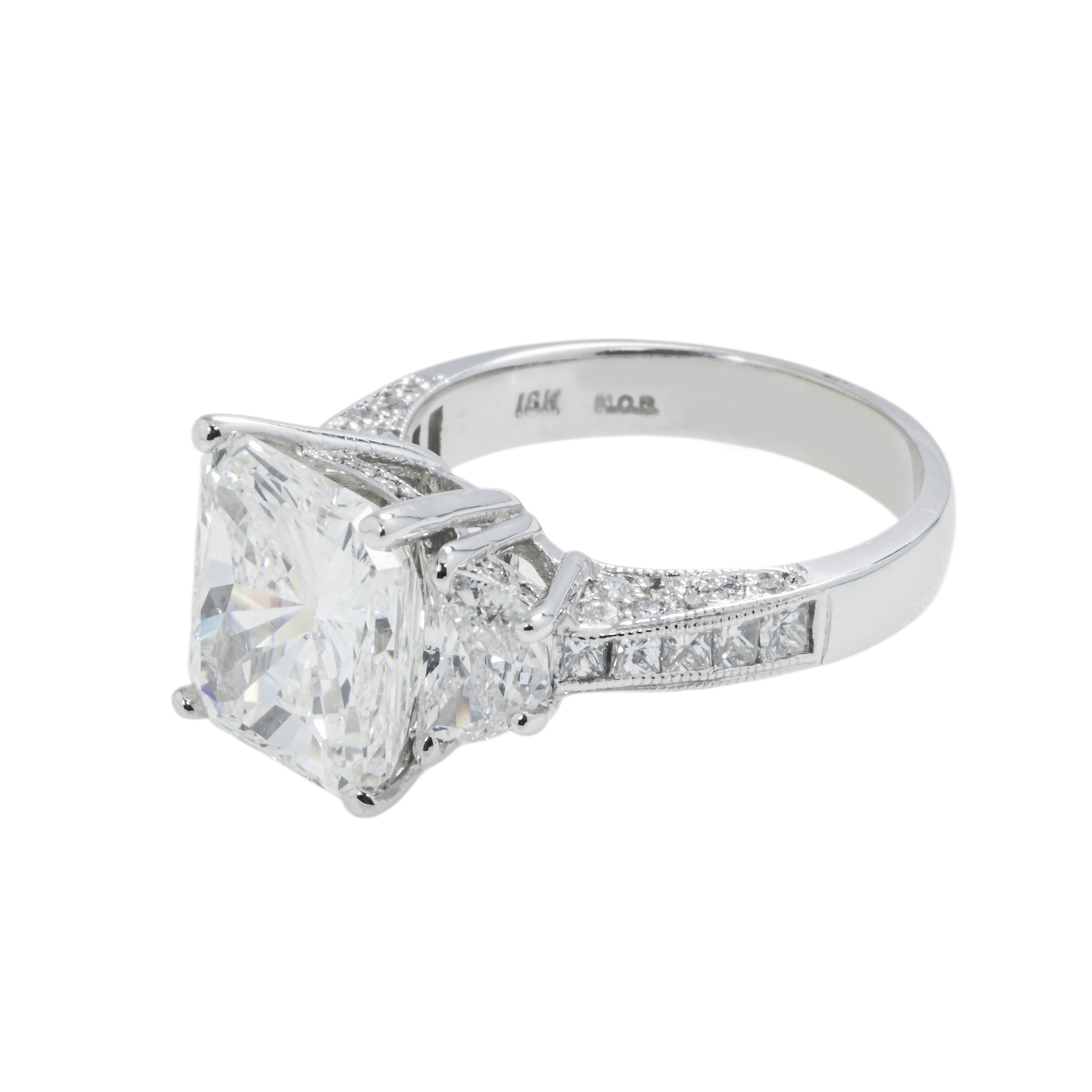 Gia 18K White Gold Square Radiant Cut Diamond Engagement Ring 6.47Ctw Bridal
