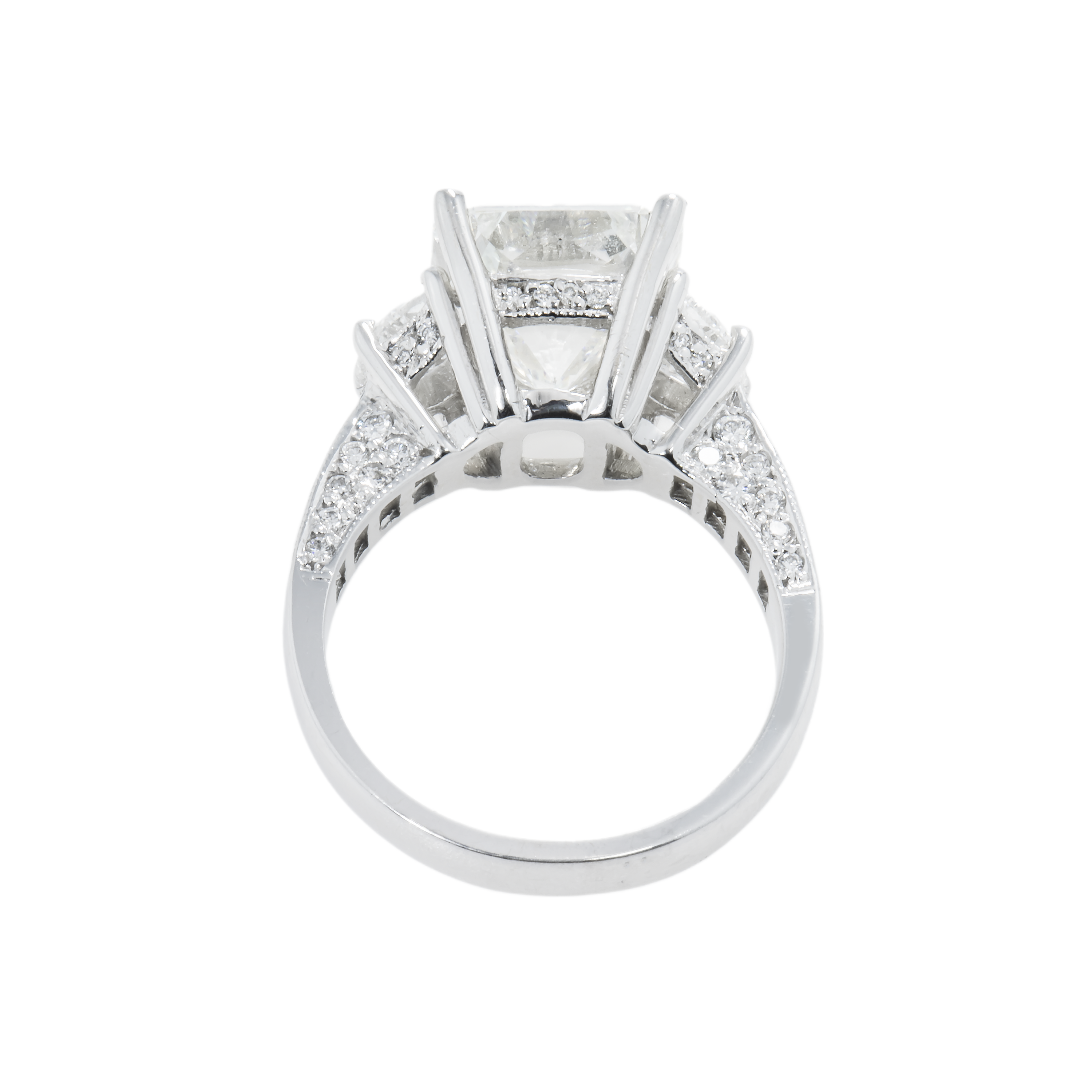 Gia 18K White Gold Square Radiant Cut Diamond Engagement Ring 6.47Ctw Bridal