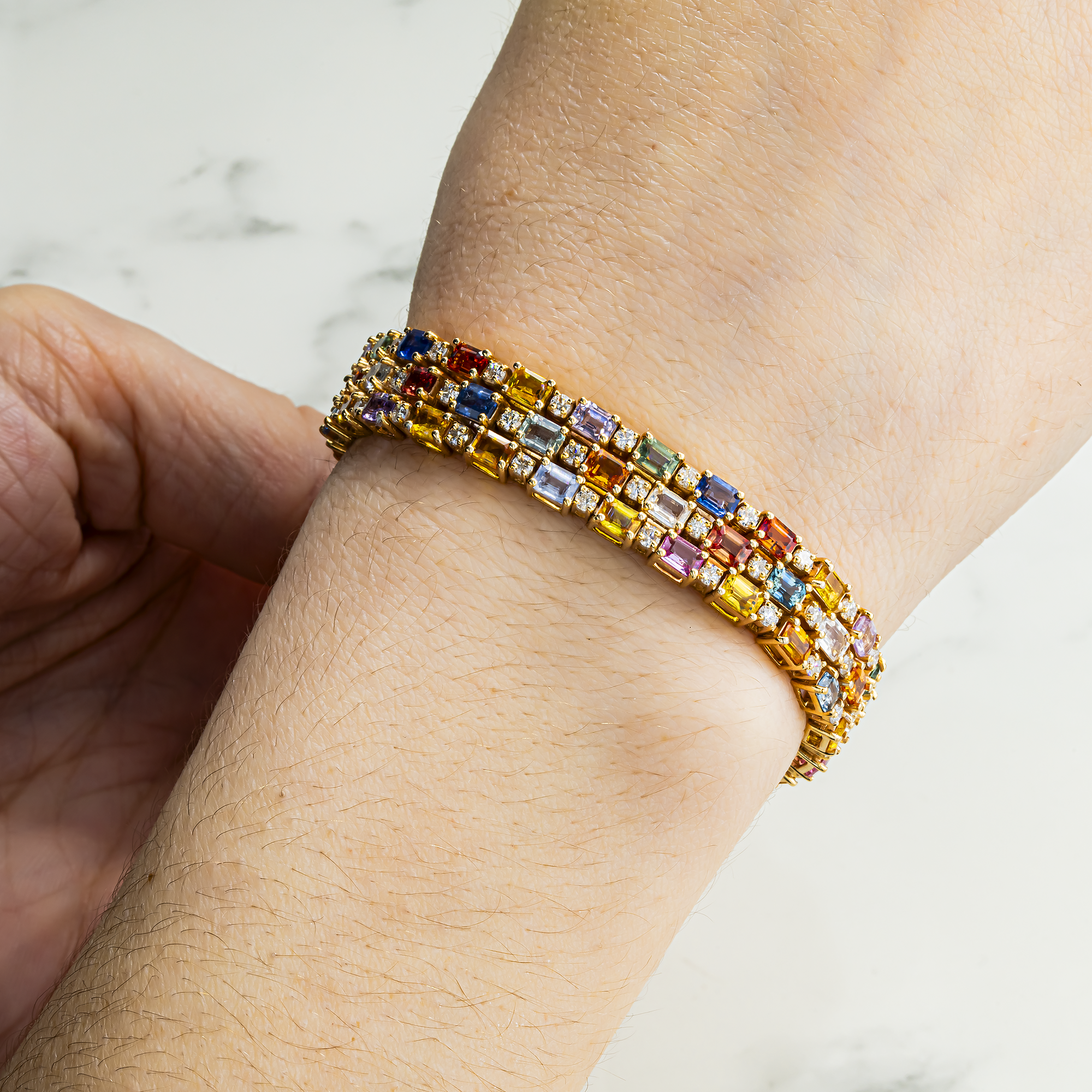 14K Yellow Gold Aura Gemstone & Diamond Bracelet 23.88ctw