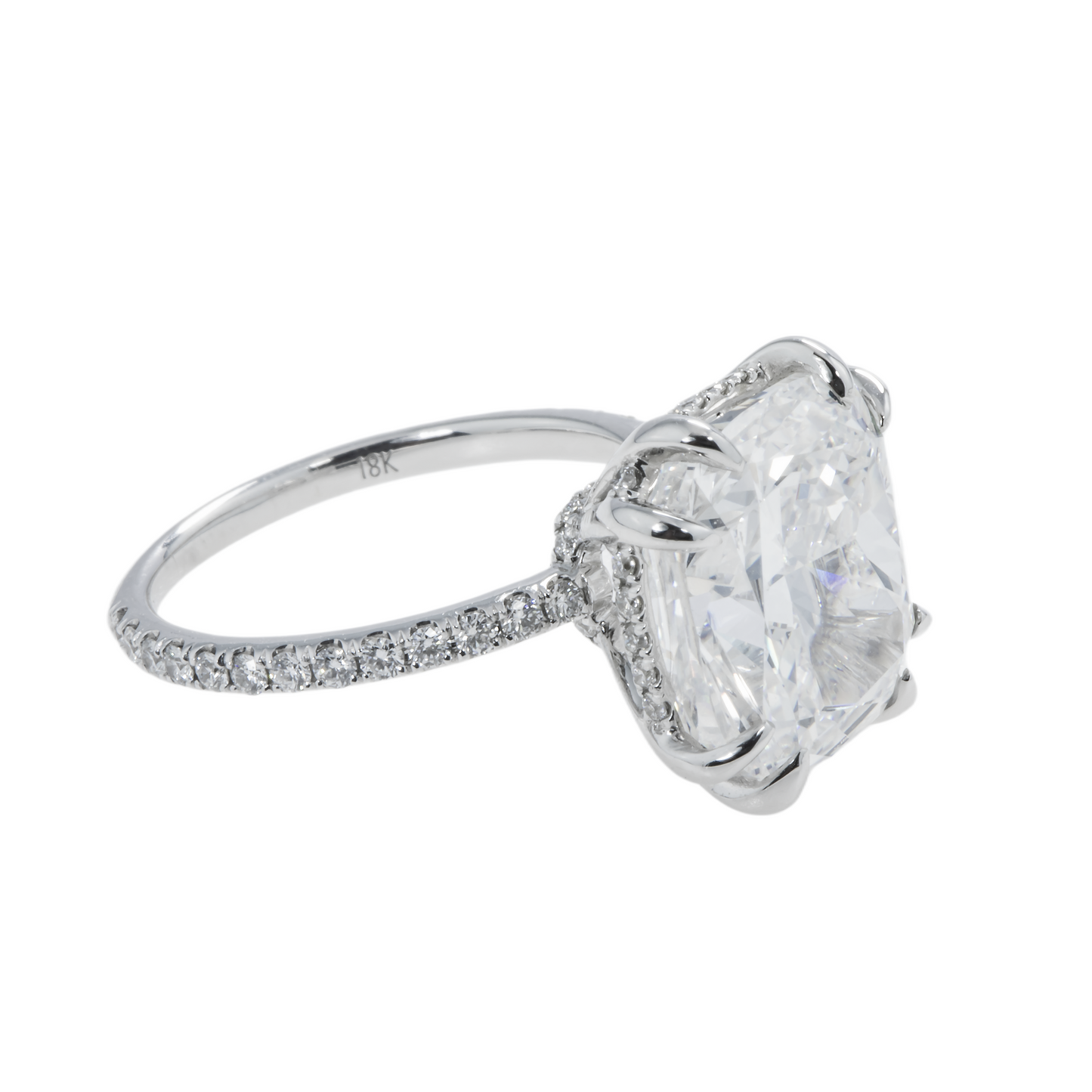 GIA 18K White Gold 8.42ct Cushion Cut Diamond Engagement Ring 8.92ctw