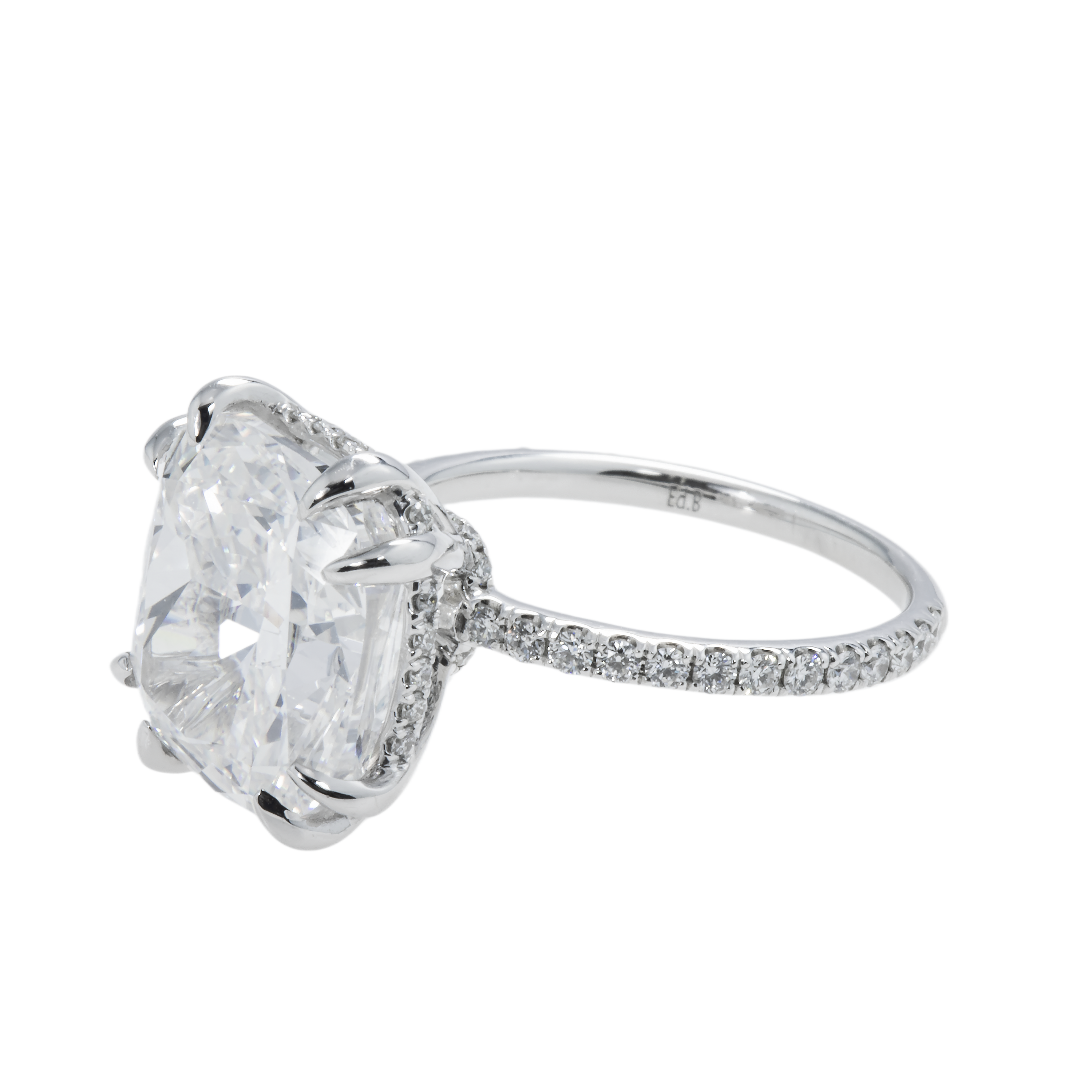 Gia 18K White Gold 8.42Ct Cushion Cut Diamond Engagement Ring 8.92Ctw Bridal
