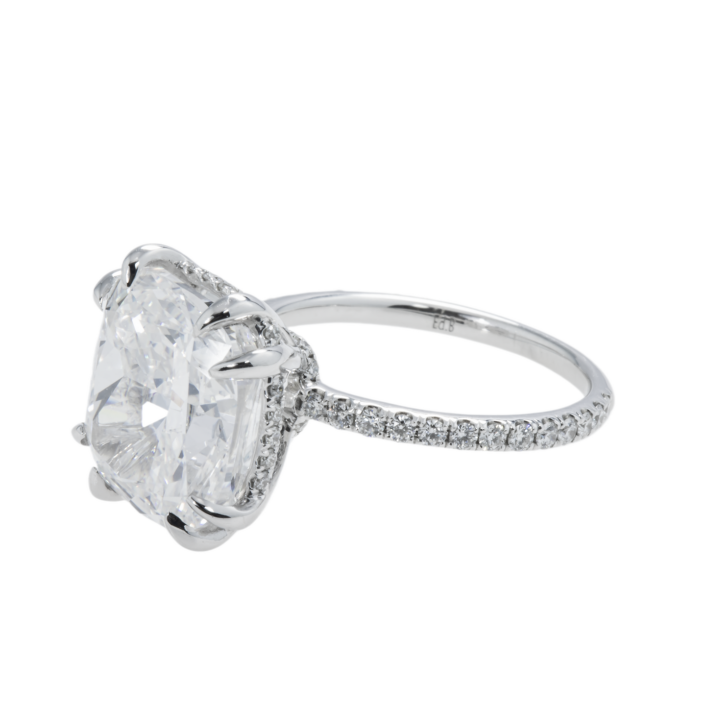 GIA 18K White Gold 8.42ct Cushion Cut Diamond Engagement Ring 8.92ctw