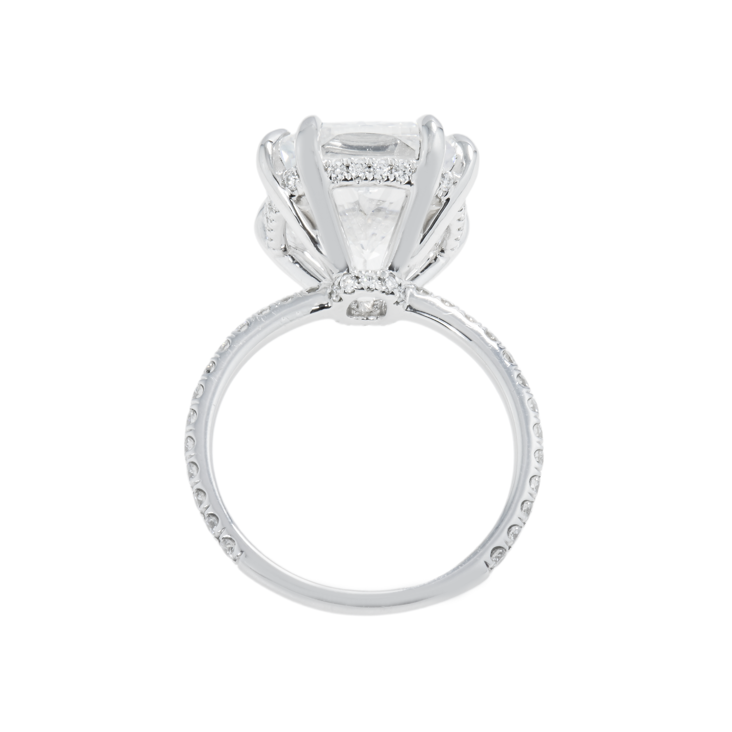 GIA 18K White Gold 8.42ct Cushion Cut Diamond Engagement Ring 8.92ctw