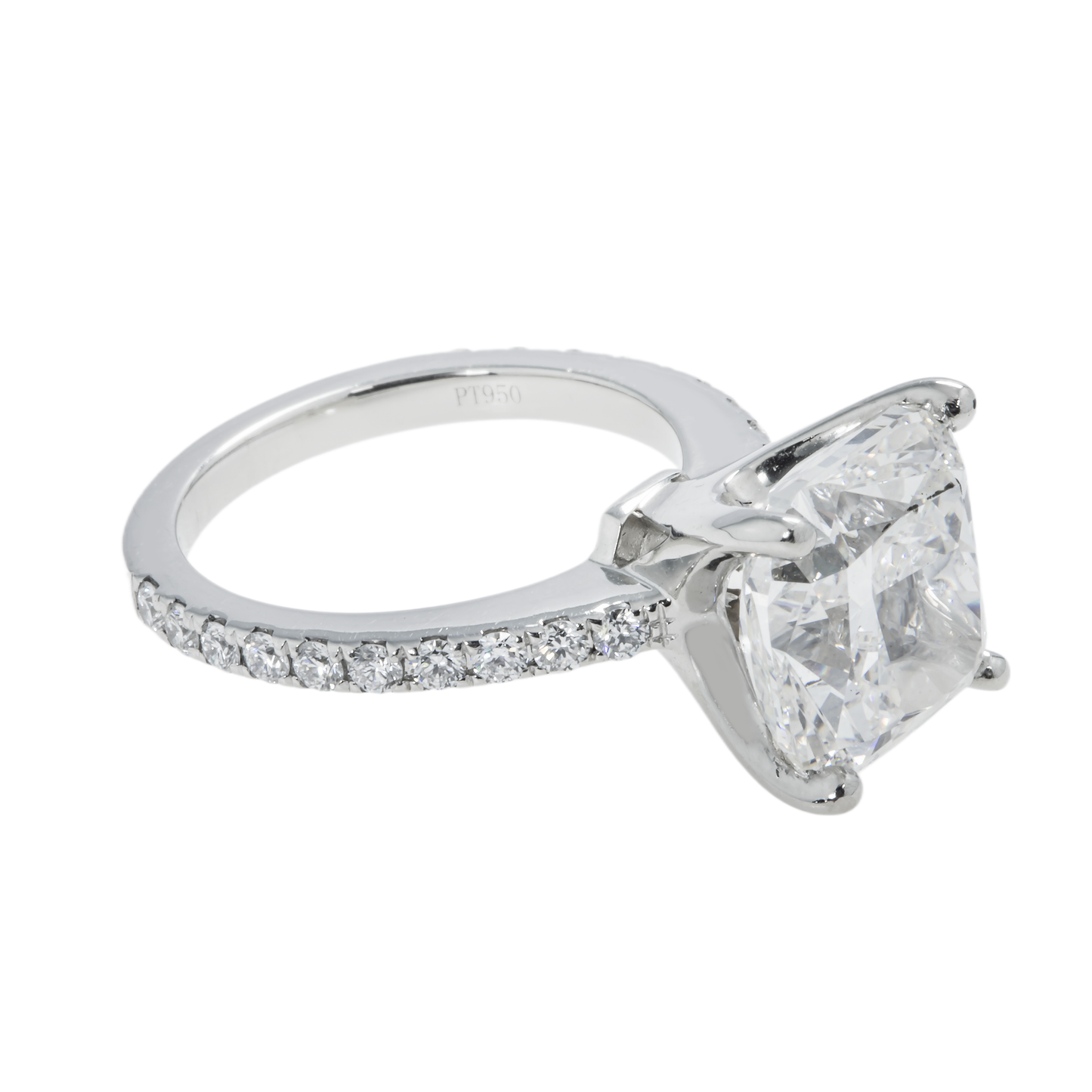 GIA Platinum 6.85ct Cushion Cut Diamond Engagement Ring 7.43ctw