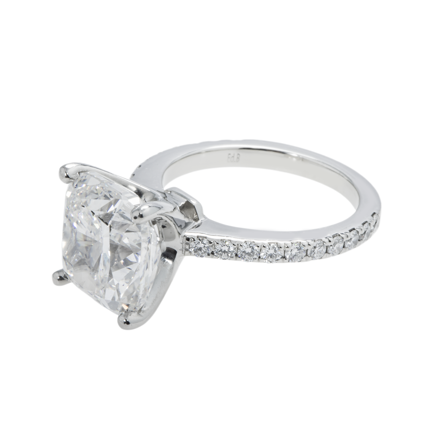 GIA Platinum 6.85ct Cushion Cut Diamond Engagement Ring 7.43ctw