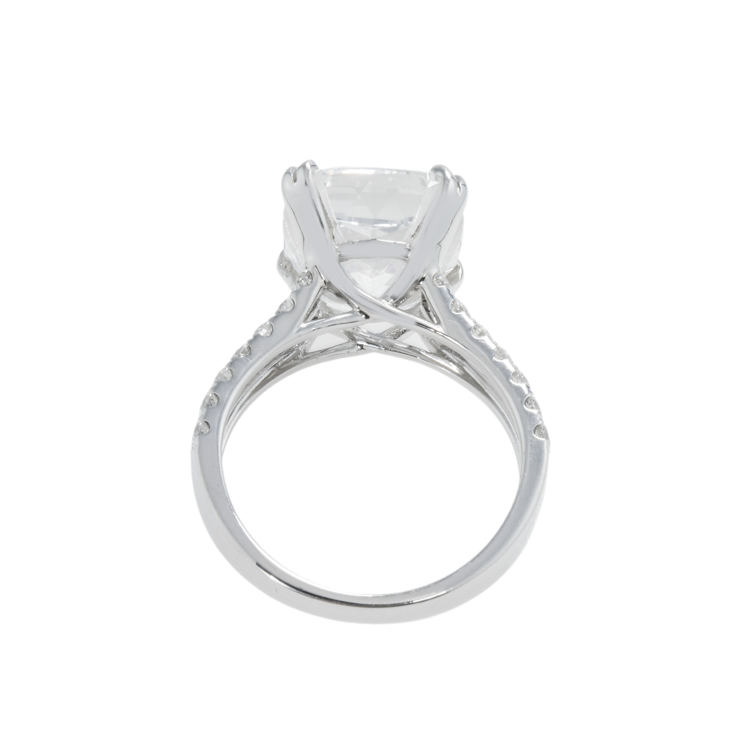 Gia 18K White Gold 7.10Ct Cushion Cut Diamond Engagement Ring 7.72Ctw Bridal