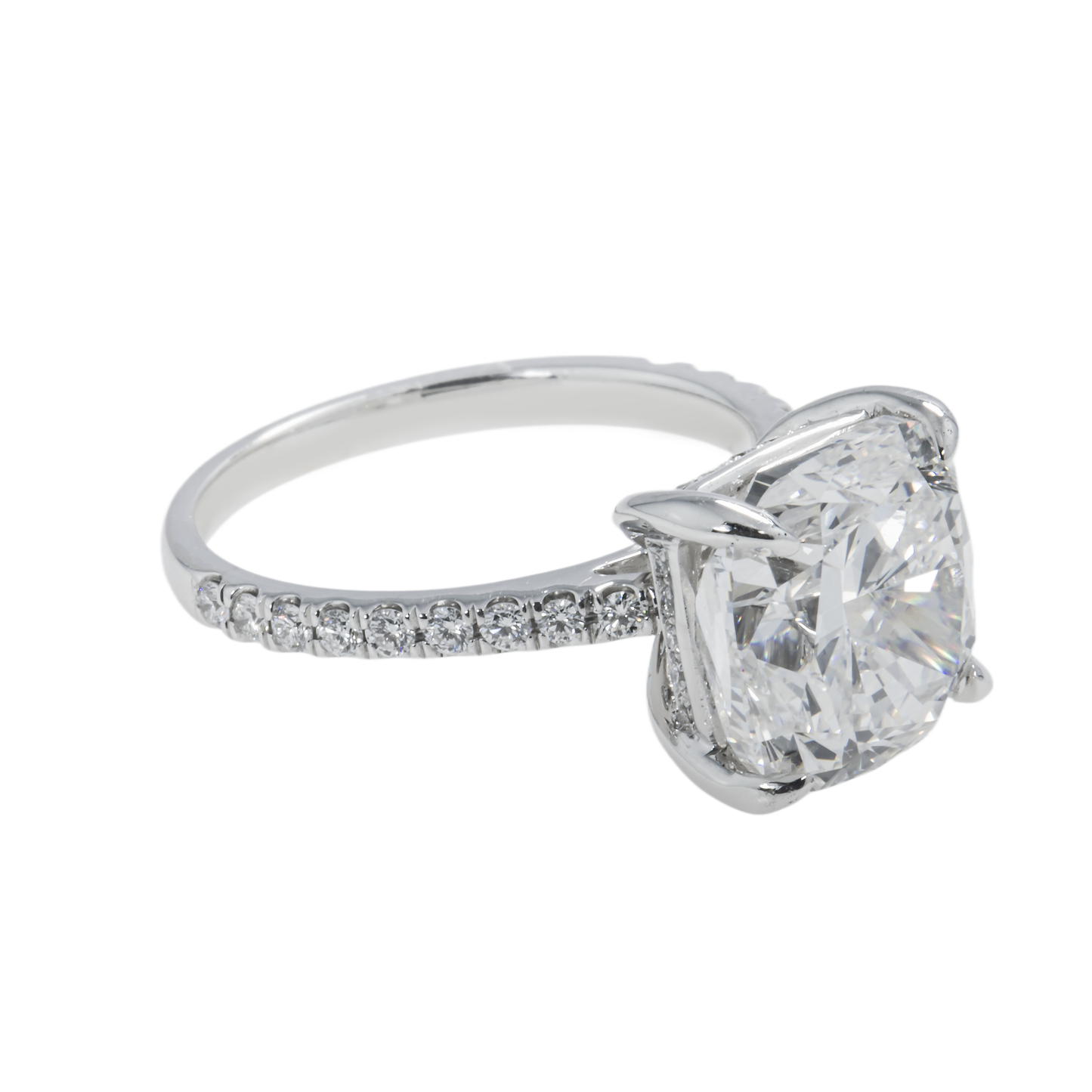 GIA 18K White Gold 5.01ct Cushion Cut Diamond Engagement Ring 5.41ctw