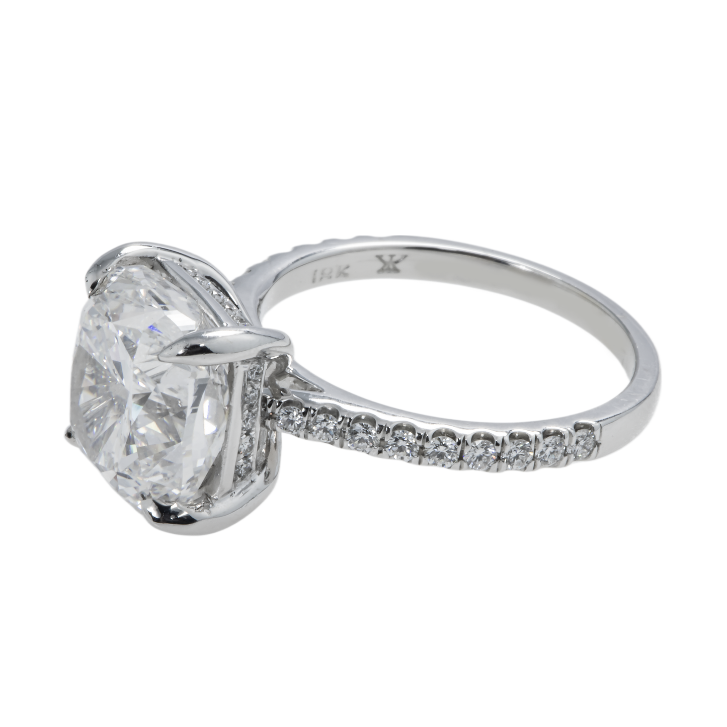 GIA 18K White Gold 5.01ct Cushion Cut Diamond Engagement Ring 5.41ctw