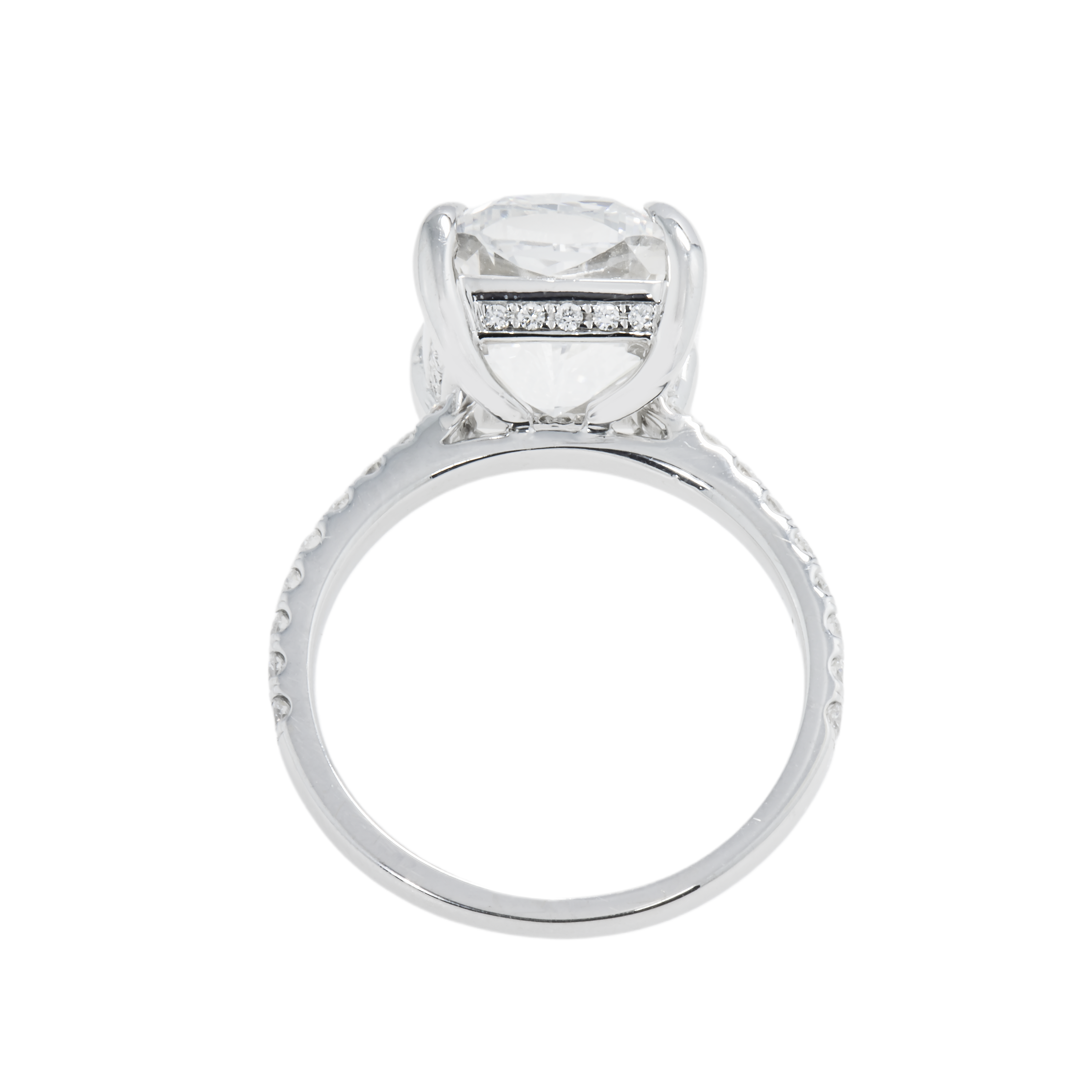 Gia 18K White Gold 5.01Ct Cushion Cut Diamond Engagement Ring 5.41Ctw Bridal