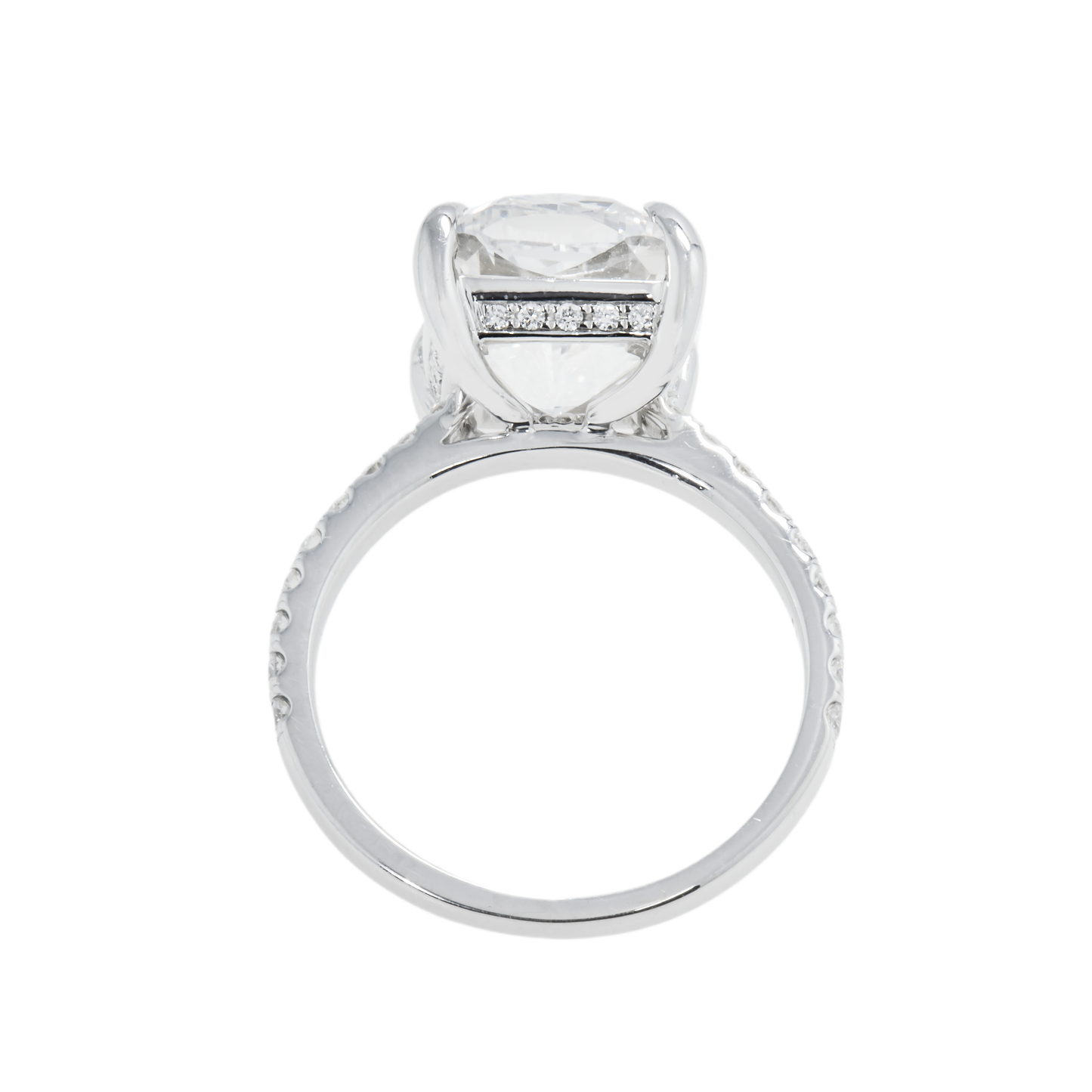 GIA 18K White Gold 5.01ct Cushion Cut Diamond Engagement Ring 5.41ctw