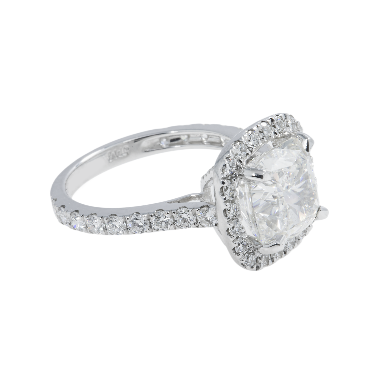 GIA 18K White Gold 5.12ct Cushion Cut Diamond Engagement Ring 6.39ctw