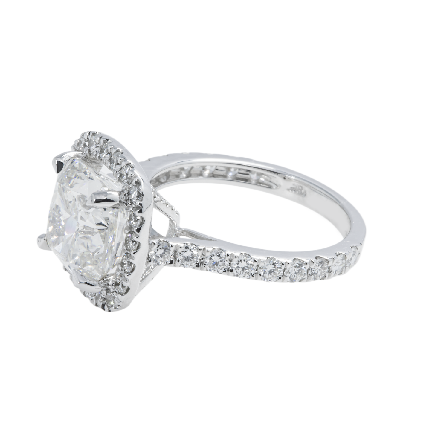 GIA 18K White Gold 5.12ct Cushion Cut Diamond Engagement Ring 6.39ctw